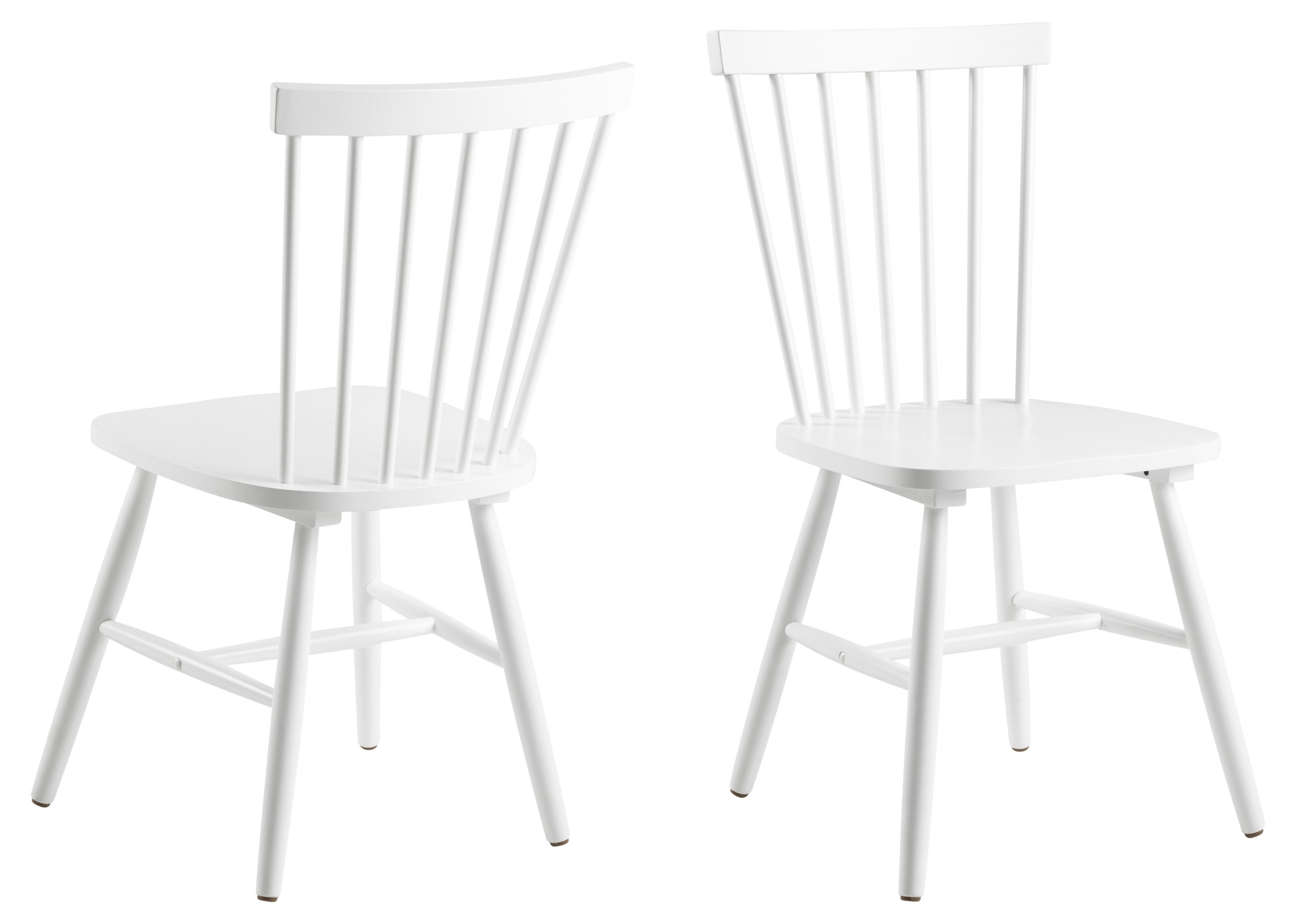 Esszimmerstuhl (2er-Set) in weiss, Rubberwood - 50,5x86x49,5cm (BxHxT)