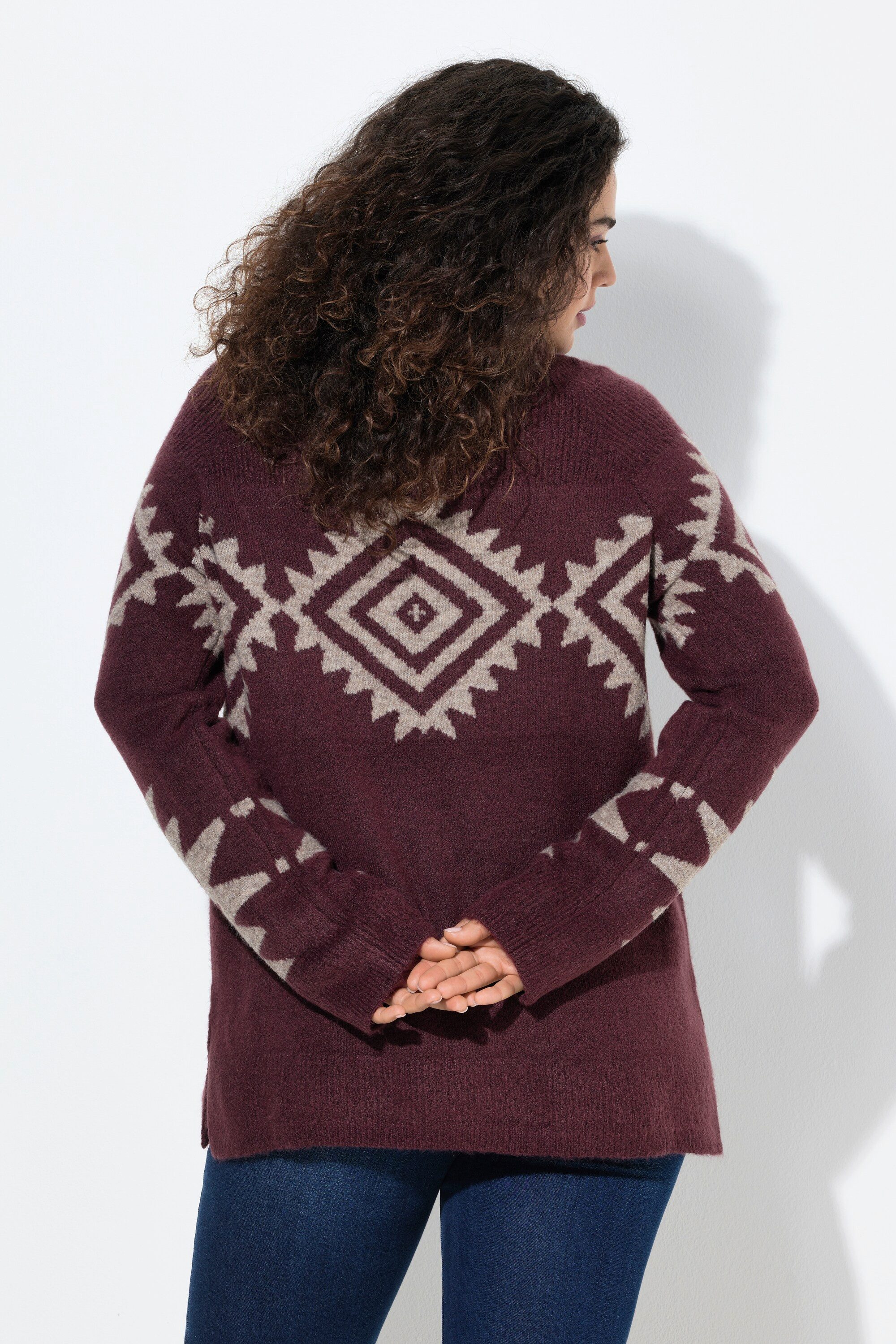 Ulla Popken Rollkragenpullover Pullover Strickmuster Rollkragen Raglan-Langarm