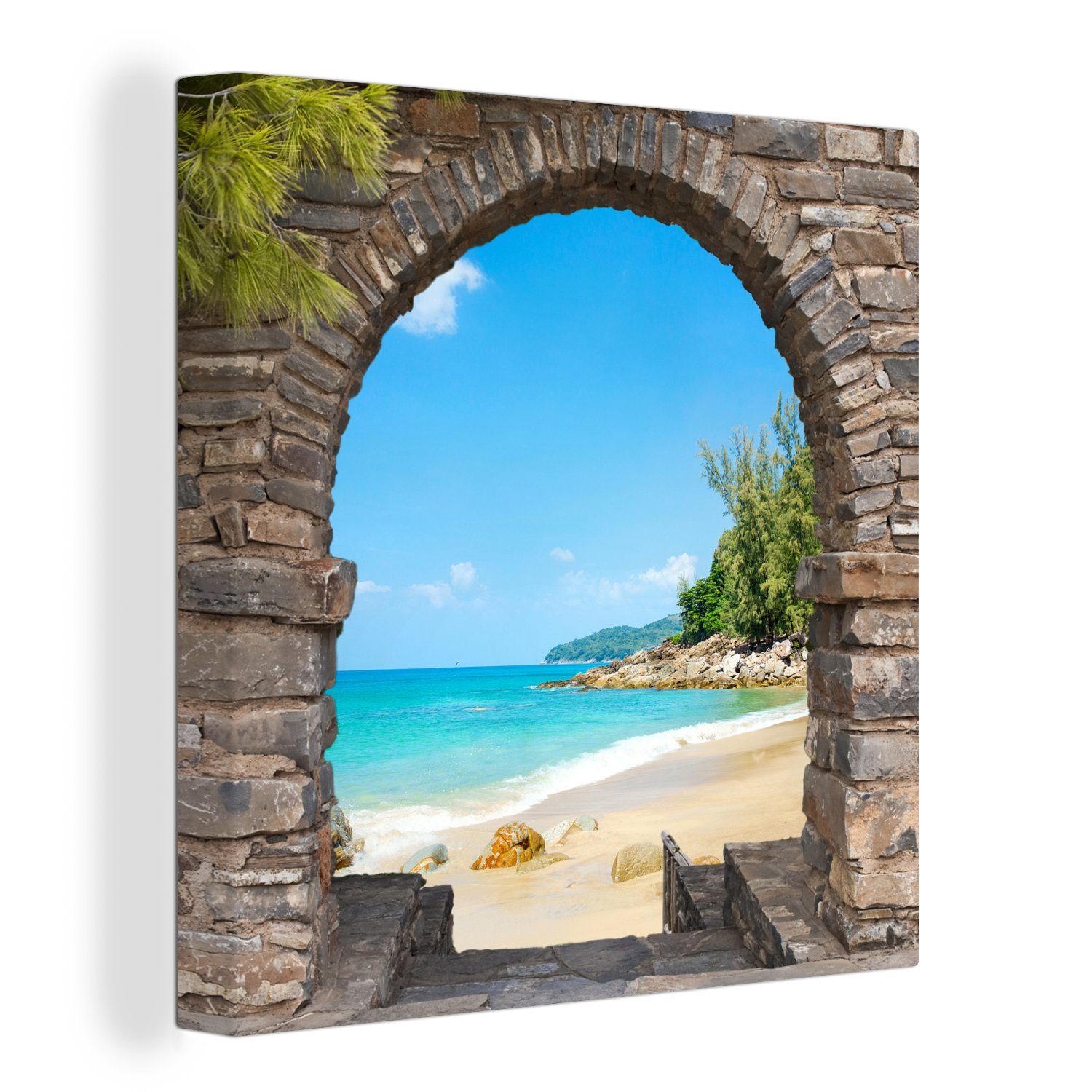 OneMillionCanvasses® Leinwandbild Transparent - Strand - Tropisch - Sommer, (1 St), Leinwand Bilder für Wohnzimmer Schlafzimmer