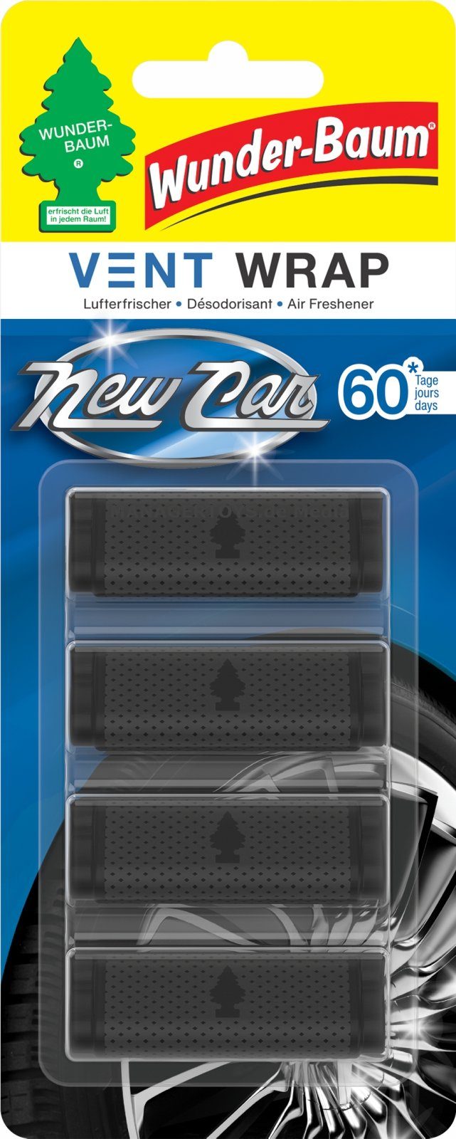 Wunder-Baum Duftstäbchen VENT WRAP New Car Lüftungsgitter Duft Clips WUNDERBAUM 4er Set
