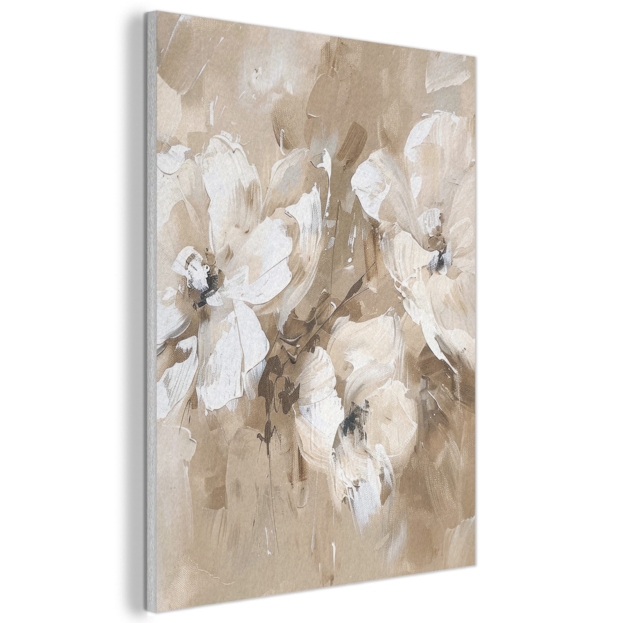 MuchoWow Gemälde Blumen - Beige - Abstrakt - Modern, Fotodruck (1 St), Vint günstig online kaufen