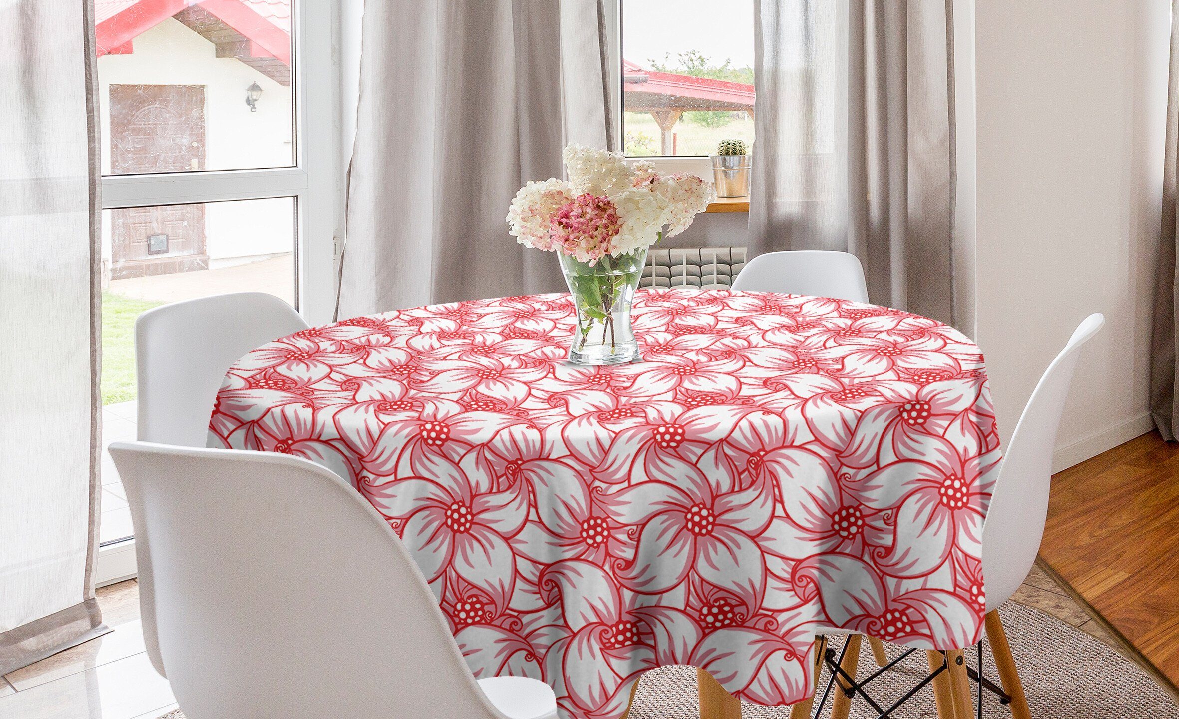 Abakuhaus Tischdecke Kreis Tischdecke Abdeckung für Esszimmer Küche Dekoration, Blumen Blumen und Beeren