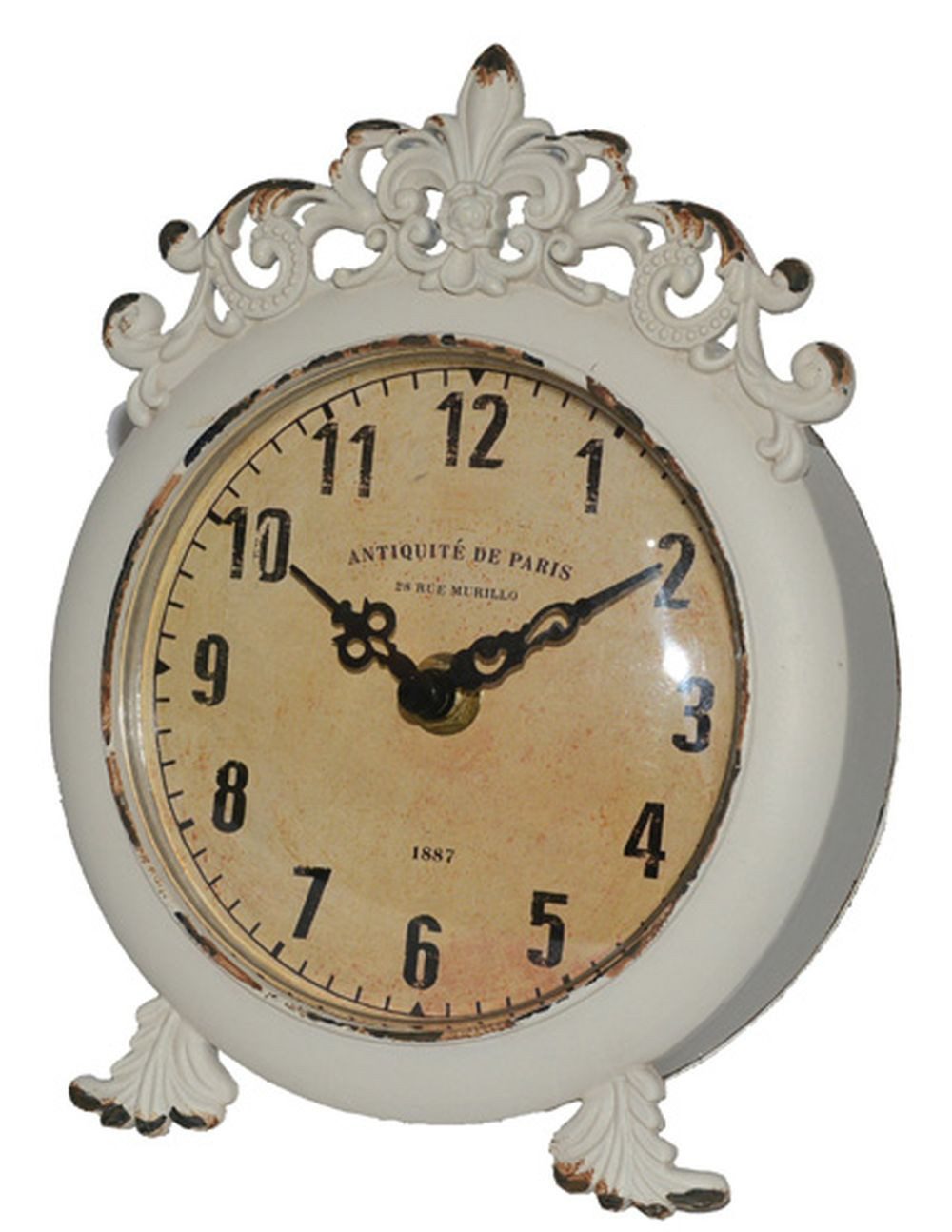 Clayre & Eef Tischuhr Tischuhr Vivia Standuhr aus Eisen patiniert mit Glas 18,5 cm Stabiles Metallgehäuse Eisen patiniert