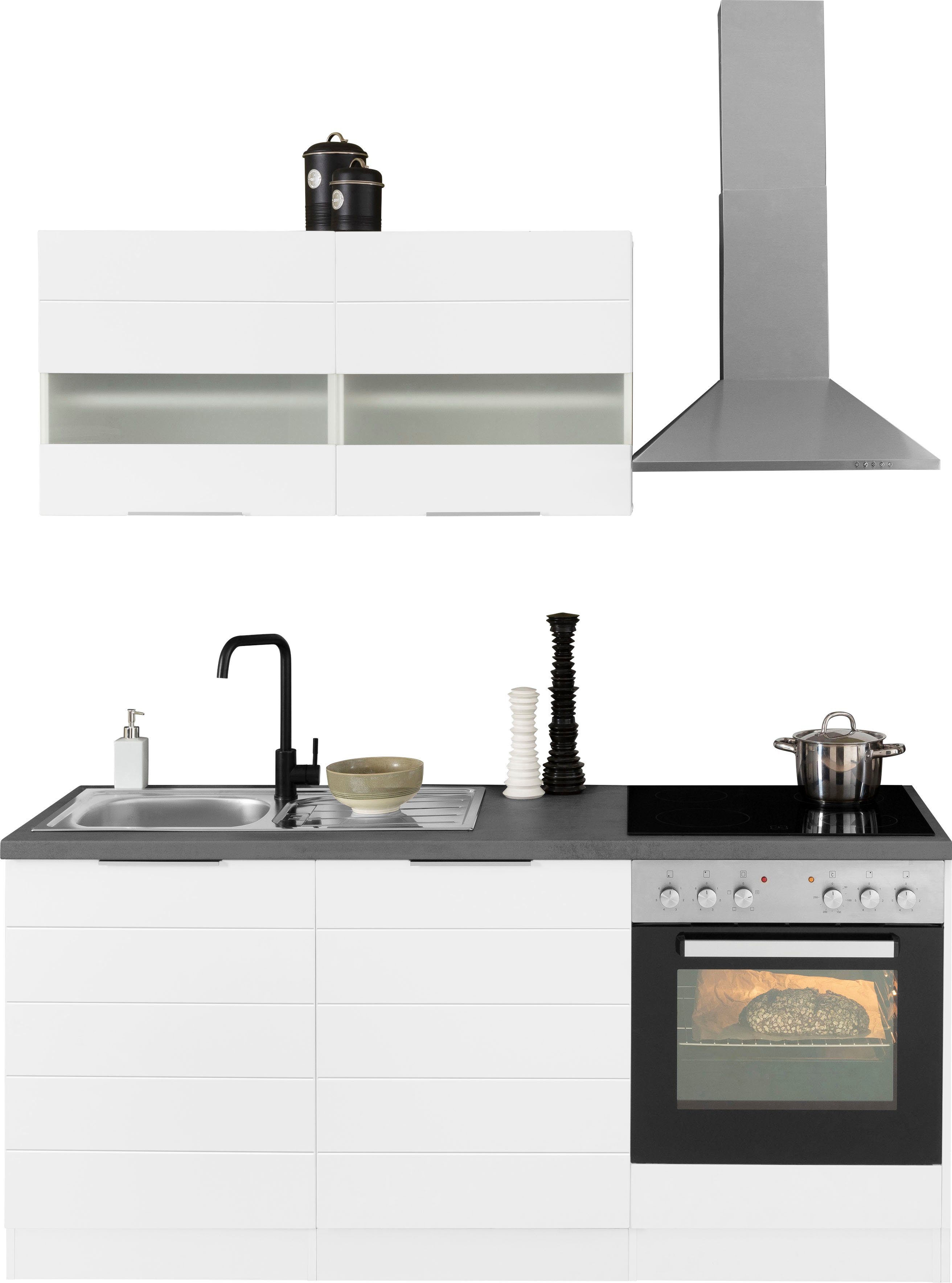 HELD MÖBEL Küche Luhe, 180 cm breit, wahlweise mit oder ohne E-Geräten,  gefräste MDF-Fronten, wahlweise mit oder ohne Elektrogeräte