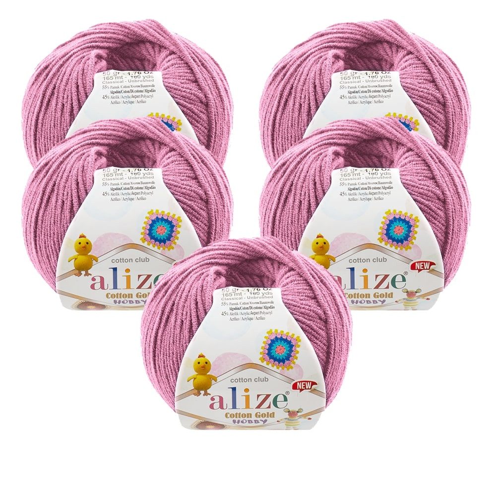 Alize 10 x ALIZE COTTON GOLD HOBBY NEW 98 PINK Häkelwolle, 330 m, Baumwolle-Acrylwolle, Amigurumi