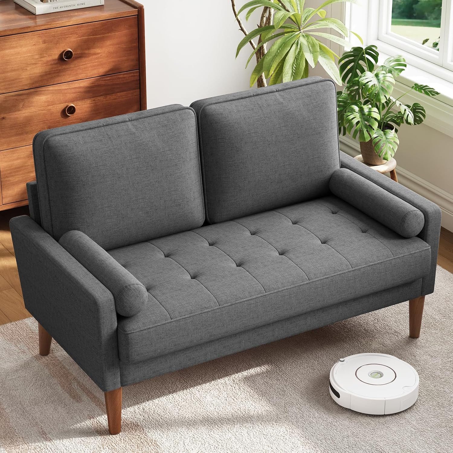 OUNUO 2-Sitzer Sofa 2 Sitzer, Modernes 2er Sofa mit 2 Wurfkissen günstig online kaufen