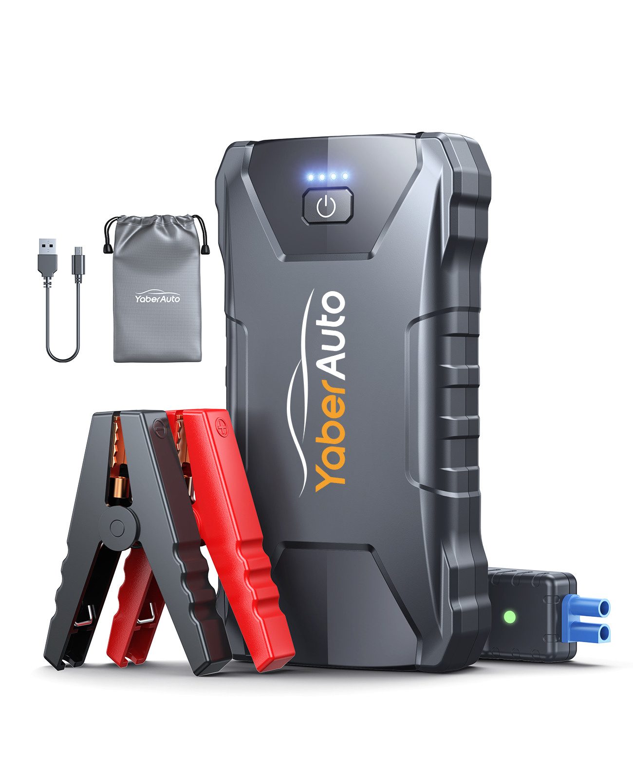 Yaber 13800mAh Starthilfe Powerbank fürs Auto 2000A Starthilfegerät 13800 mAh (12 V), 2000A, Kompakt & Leicht, 10 Schutzmaßnahmen, Notfall-LED-Licht