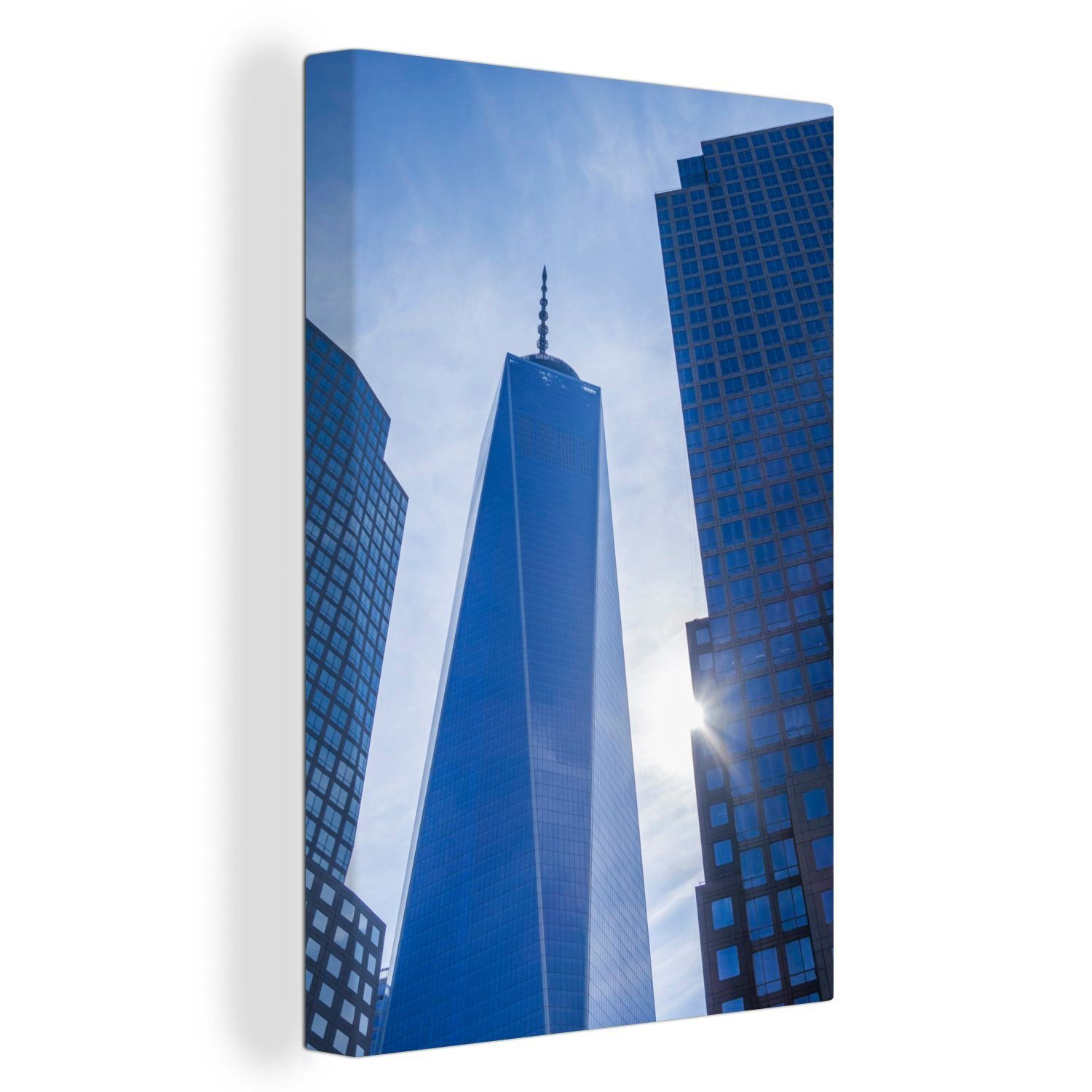 OneMillionCanvasses® Leinwandbild Die Wolkenkratzer und das One World Trade Center in New York, (1 St), Leinwandbild fertig bespannt inkl. Zackenaufhänger, Gemälde, 20x30 cm