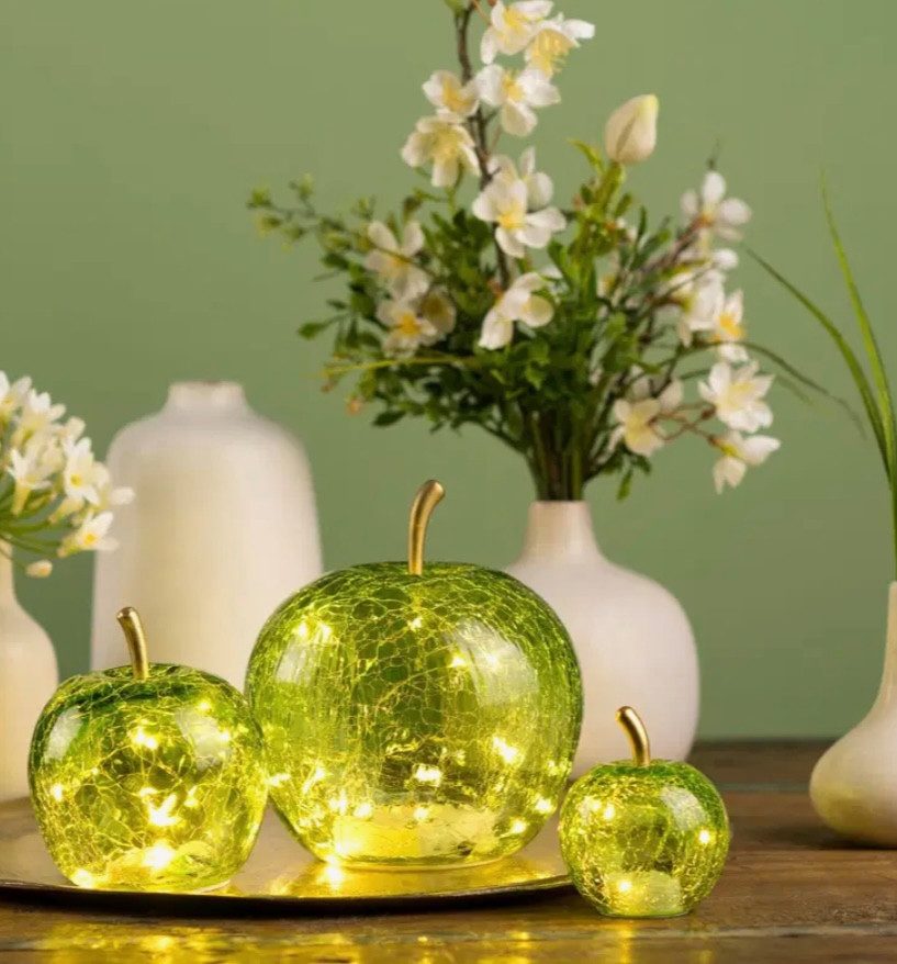 Seyila Home Dekofigur Dekorative Glas Apfel Leuchte mit LED, Crackle-Effekt günstig online kaufen