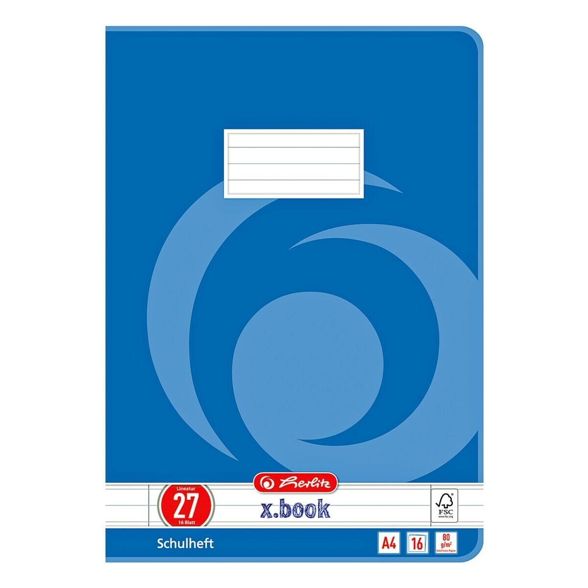 herlitz Schulheft x.book, DIN A4, Lineatur 27 / liniert