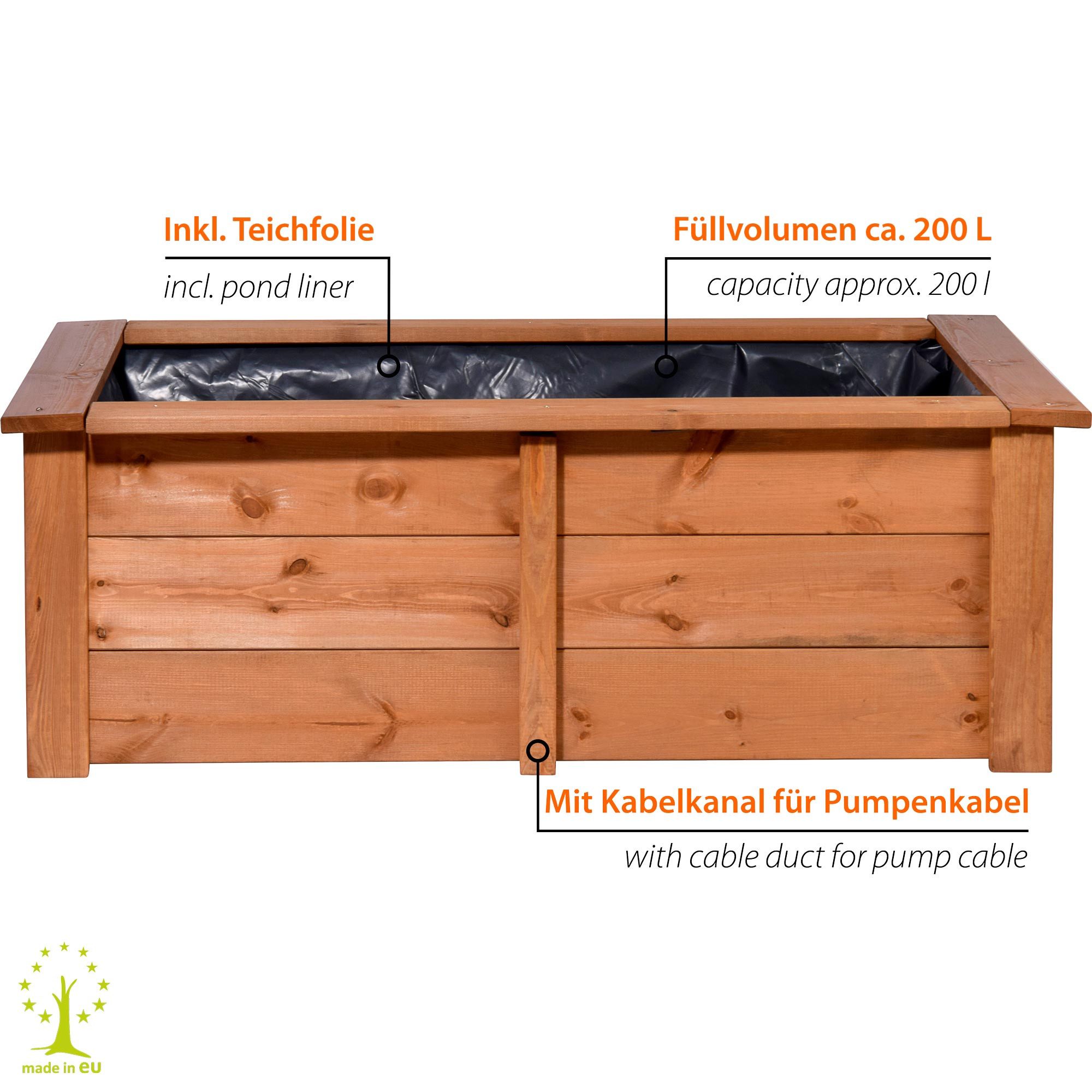 dobar Raised Pond Rectangular Raised Pond "Cube" incl. pond liner, pine