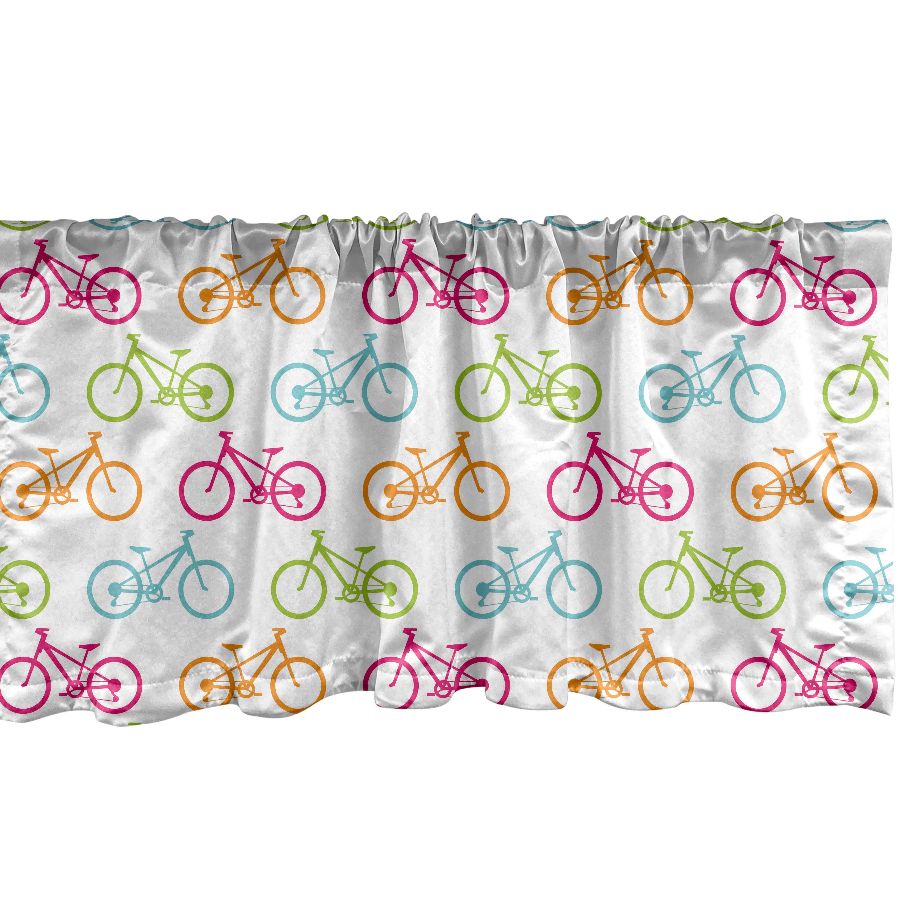 Scheibengardine Vorhang Volant für Bikes Abakuhaus, Küche mit Microfaser, Verschiedene Dekor Schlafzimmer Farbige Stangentasche, Fahrrad