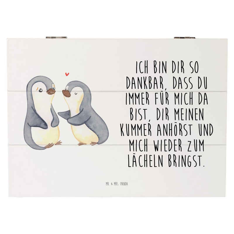 Mr. & Mrs. Panda Dekokiste 25 x 18 cm Pinguine trösten - Weiß - Geschenk, Ehefrau, Partner, Hoch (1 St), Nachhaltig und langlebig