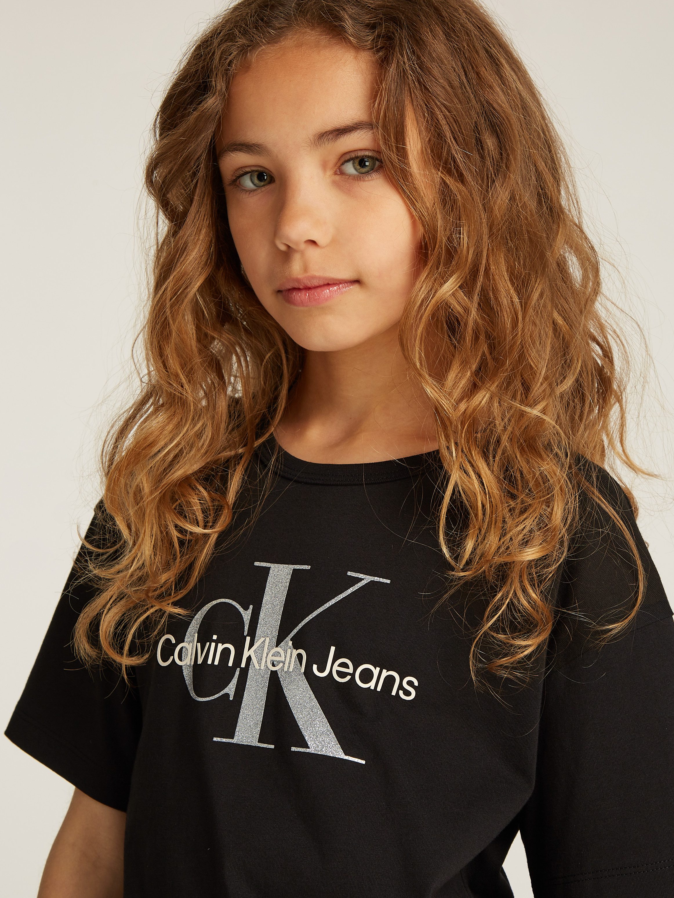 Calvin Klein Jeans Rundhalsshirt MONOLOGO GLITTER SS T-SHIRT für Kinder bis 16 Jahre mit Logoschriftzug