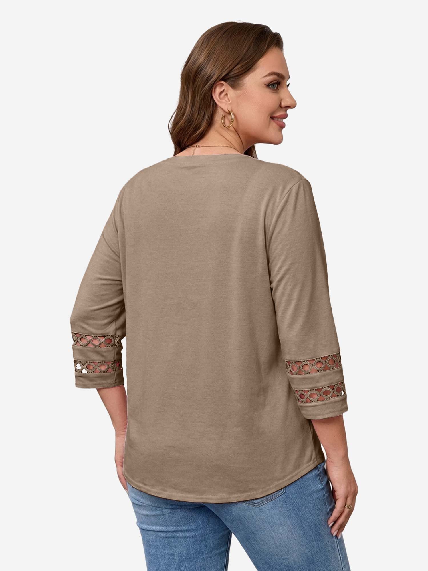 Imily Bela T-Shirt Damen 3/4-Ärmel Hemd in großen Größen (Packung, 1-tlg., 1per-Pack) Print – Bild 2 von 5