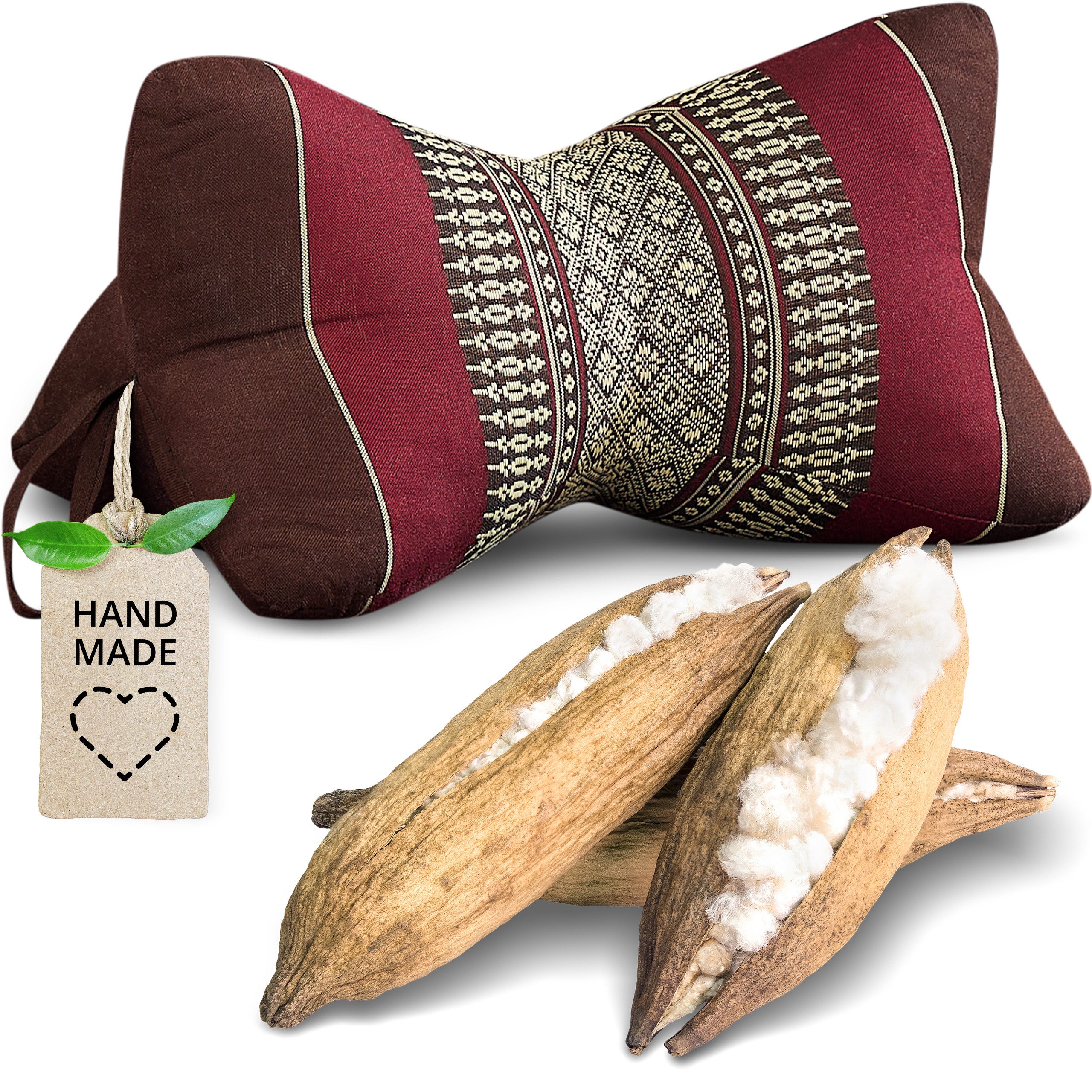 livasia Nackenstützkissen Knochenkissen, vegan und handgefertigt, Ø 15x32cm, Kapok