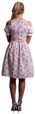 Entari Dirndl 534GT Trachtenkleid Cremeweiß mit Rosa geblümt (3tlg)