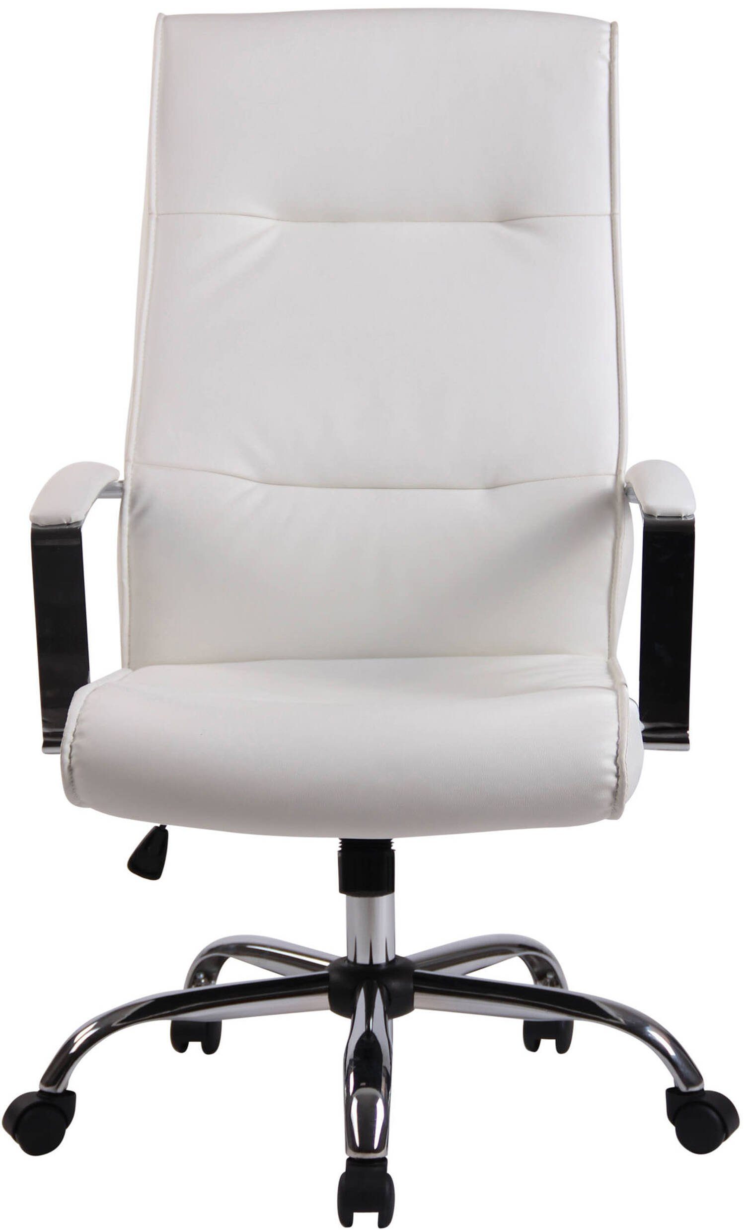 Sitz: Drehstuhl, Gestell: - weiß höhenverstellbar TPFLiving chrom Portofino 360° Bürostuhl und Metall - Bürostuhl (Schreibtischstuhl, Chefsessel, Kunstleder Rückenlehne XXL), bequemer drehbar mit