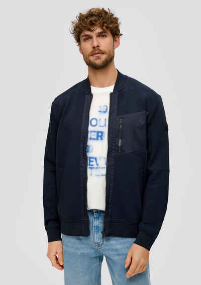 s.Oliver Allwetterjacke Sweatshirt Jacke im Fabricmix Label-Patch