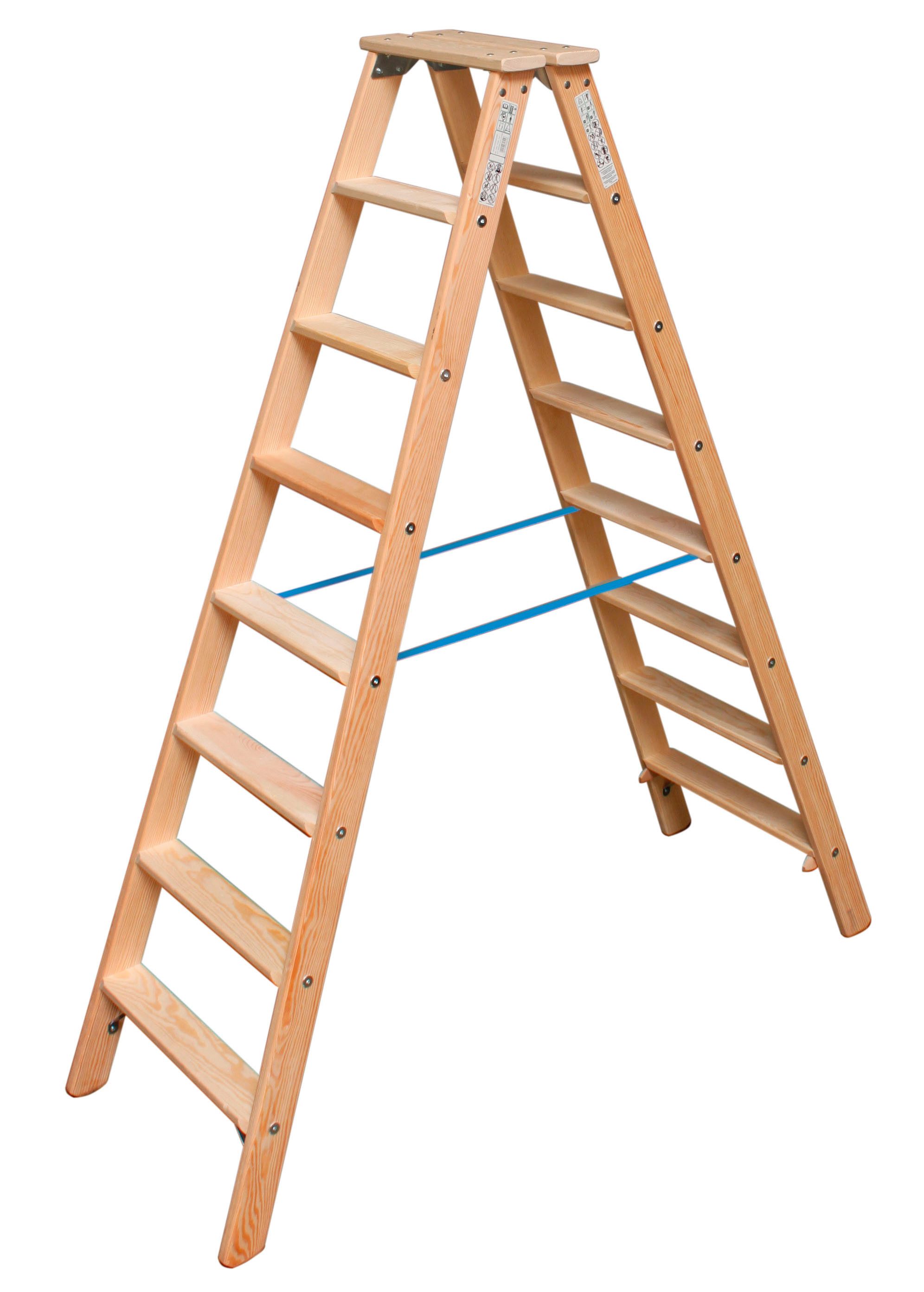 KRAUSE Doppelleiter STABILO, Holz, 2x8 Stufen, Arbeitshöhe ca. 245 cm