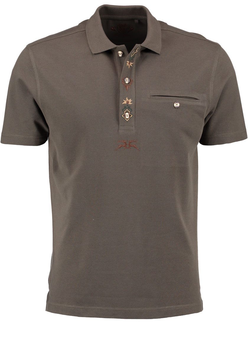 OS Trachten Poloshirt Esoqo Kurzarm Jagdshirt mit Stickereien auf der Knopf günstig online kaufen
