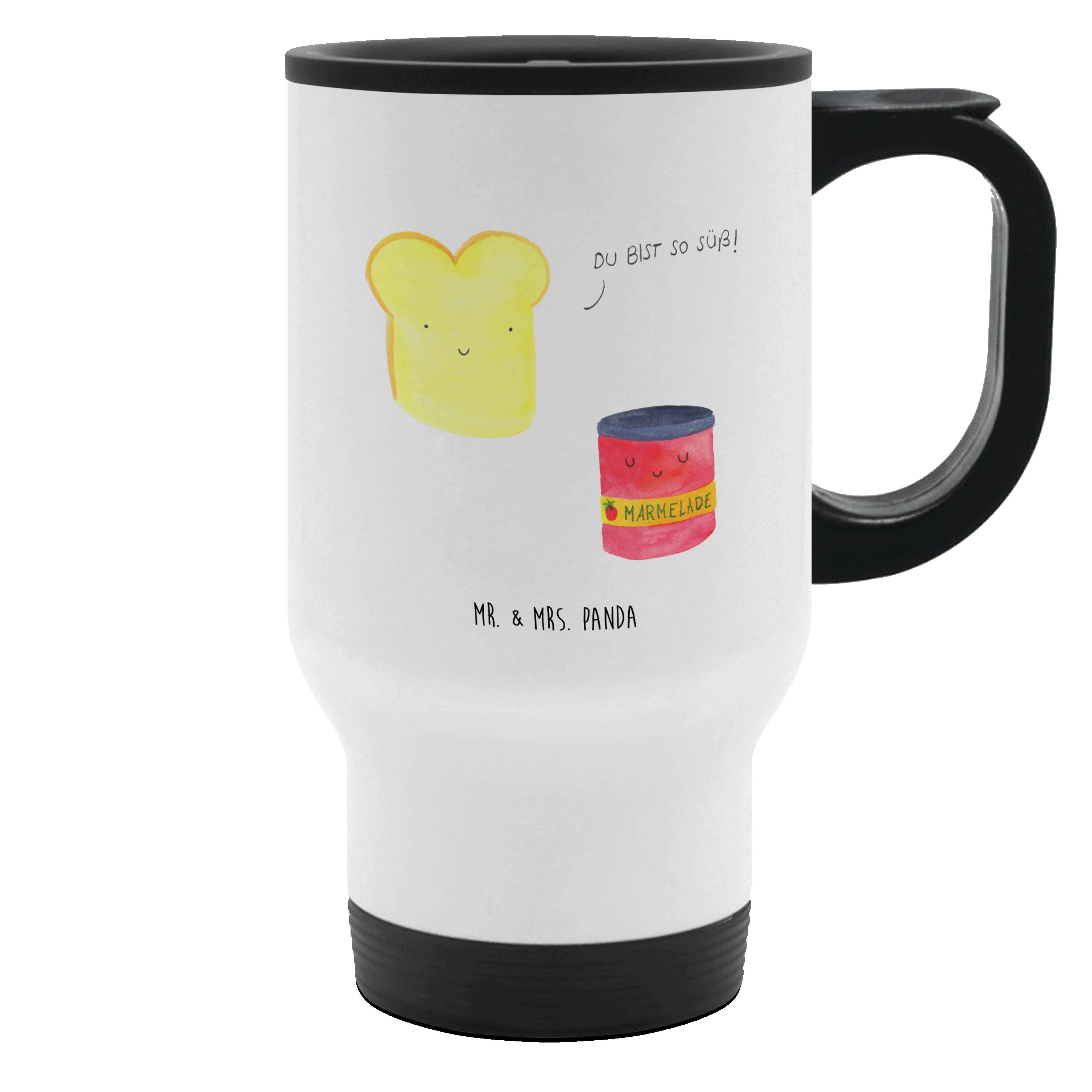 Mr. & Mrs. Panda Thermobecher Toast Marmelade, Thermobecher, Weiß, Brot, Isolierbecher To Go, Süß, 1-tlg., Edelstahl