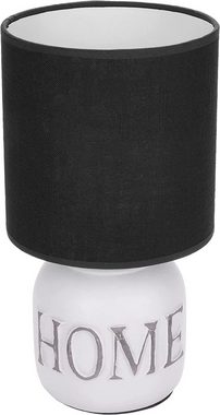 BRUBAKER Nachttischlampe 2er Set Tischlampe Home Weiß, Heimat, ohne Leuchtmittel, 2x Tischleuchte mit gewölbtem Keramikfuß und Stoffschirm, Höhe 30,5 cm