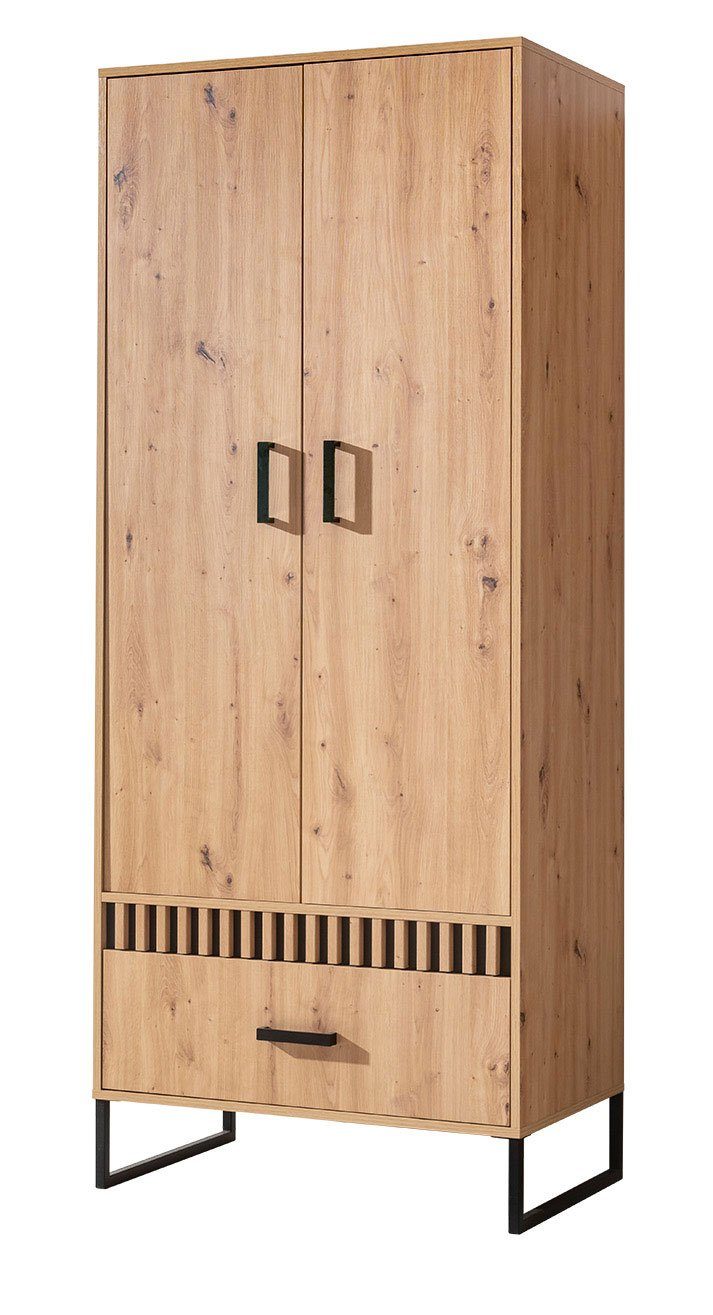 Feldmann-Wohnen Kleiderschrank Lamelix (1-St) 80x50x196cm Artisan Eiche  2-türig