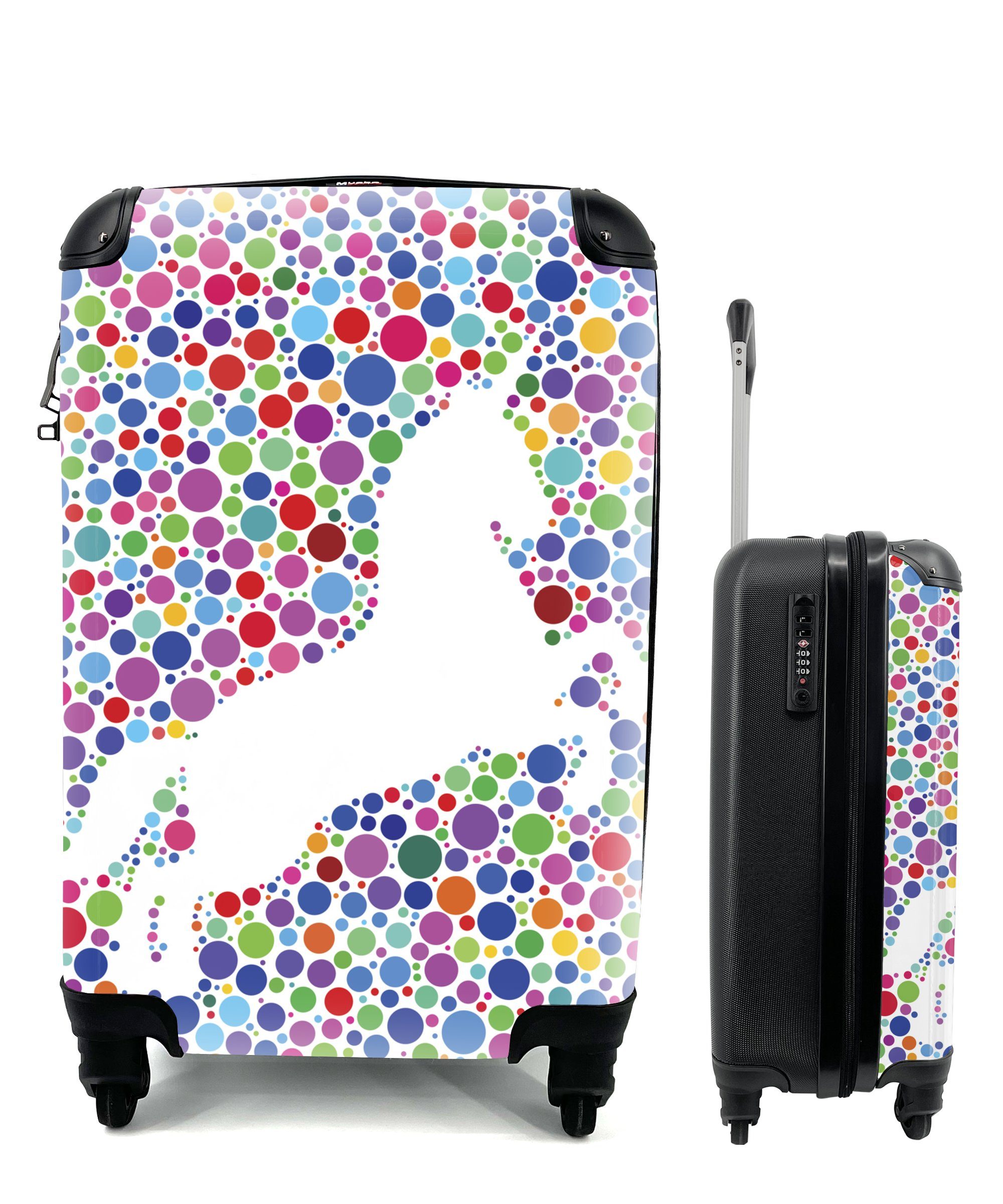MuchoWow Handgepäckkoffer Eine Illustration eines weißen Einhorns auf einem bunten Hintergrund -, 4 Rollen, Reisetasche mit rollen, Handgepäck für Ferien, Trolley, Reisekoffer