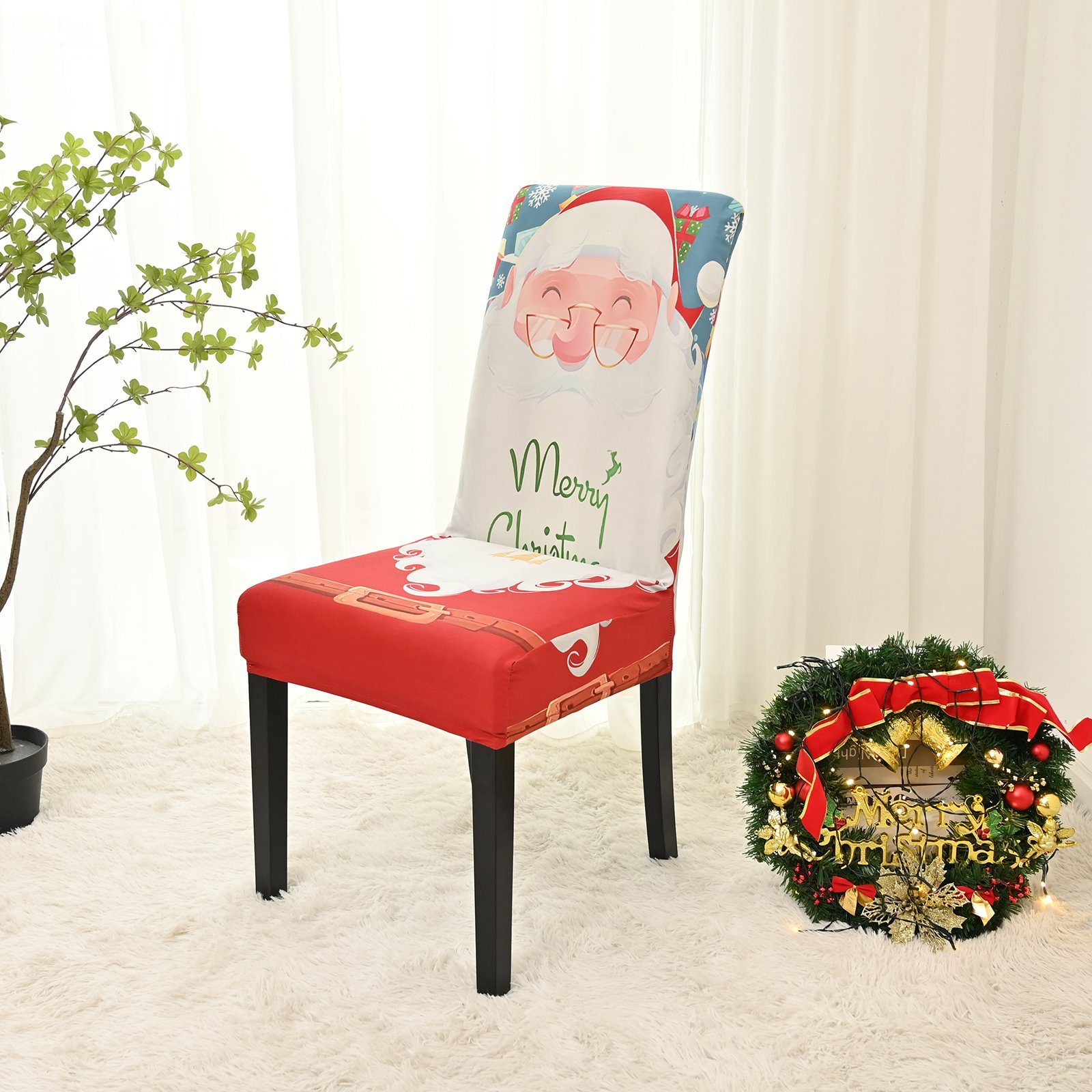 HOMEIDEAS, Stuhlhusse, Universal Stuhlbezug Stretch Weihnachten