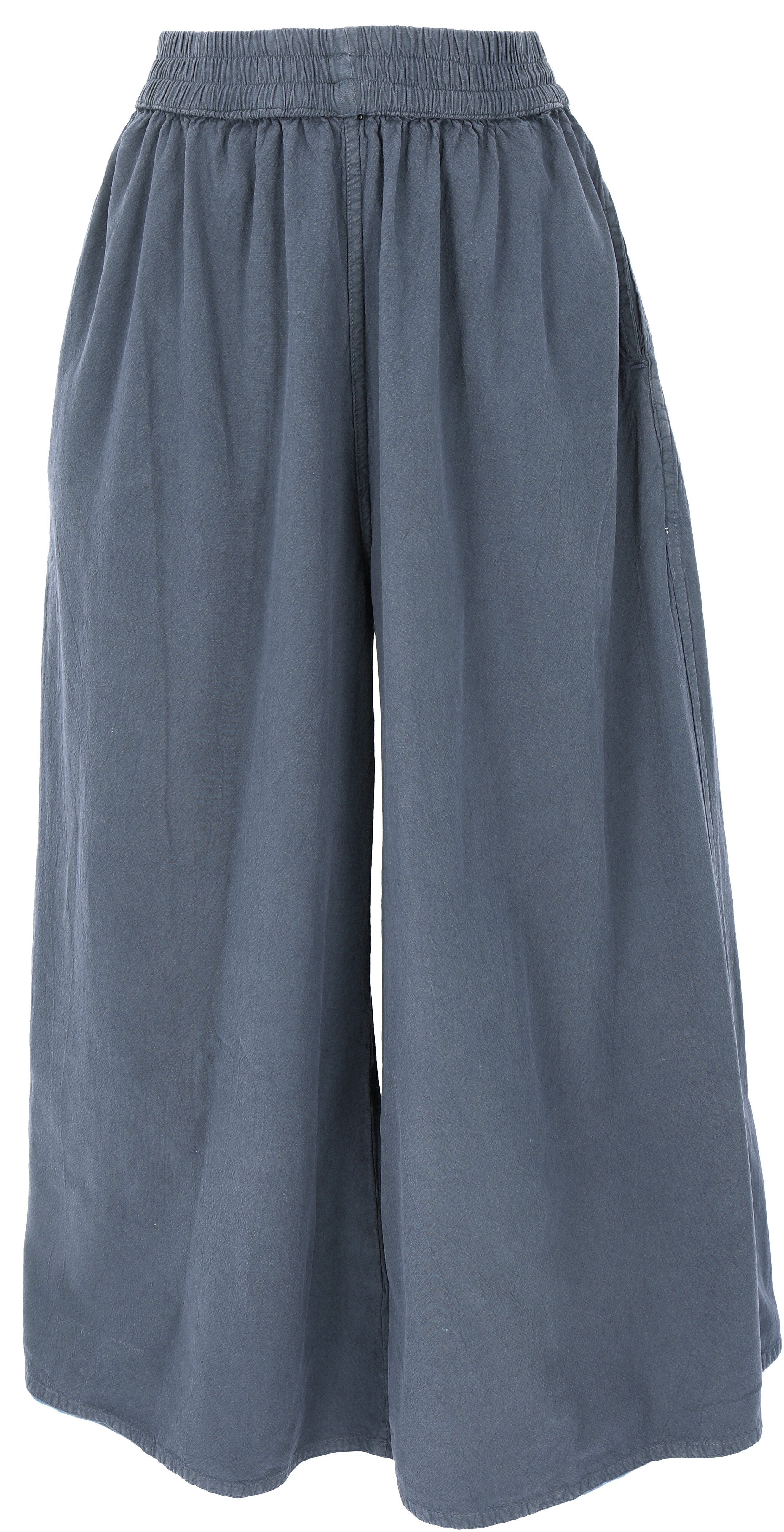 Guru-Shop Relaxhose Bequeme Palazzohose, weite Marlenehose, Boho.. alternative Bekleidung taubenblau