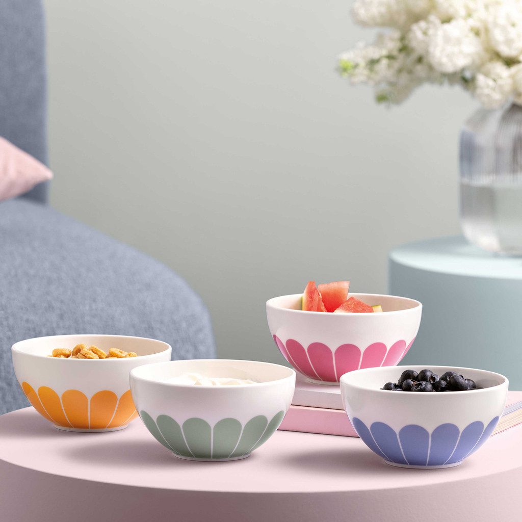 Villeroy & Boch Müslischale Fleur couleur Müslischale 4tlg. 14x14x7cm, Porzellan, (Set, 4-tlg), Premium Porcelain, mikrow.- & spülm.sicher, Made in Germany – Bild 4 von 5