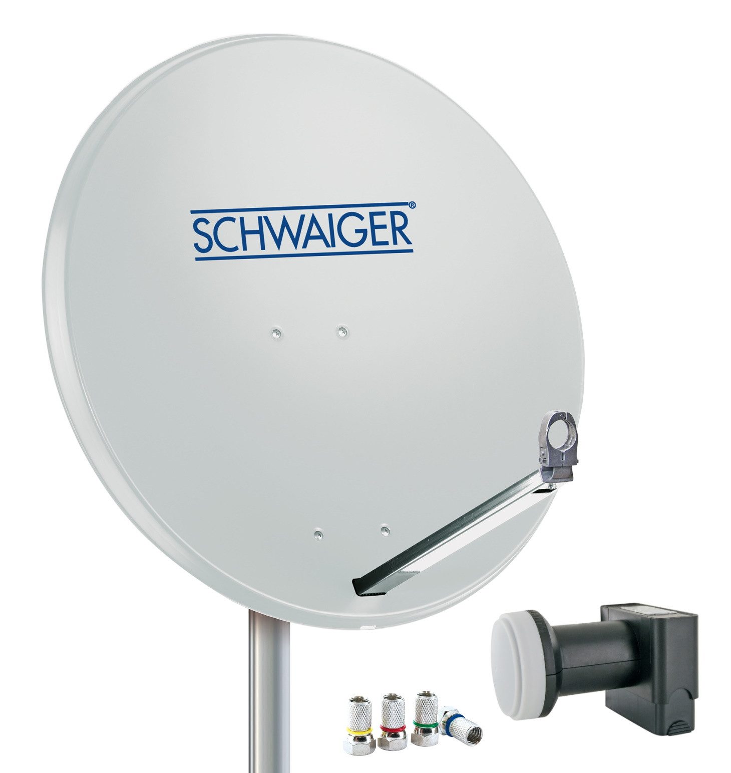 Schwaiger 714531 SAT-Antenne (80 cm, Aluminium, Quad LNB, hellgrau)