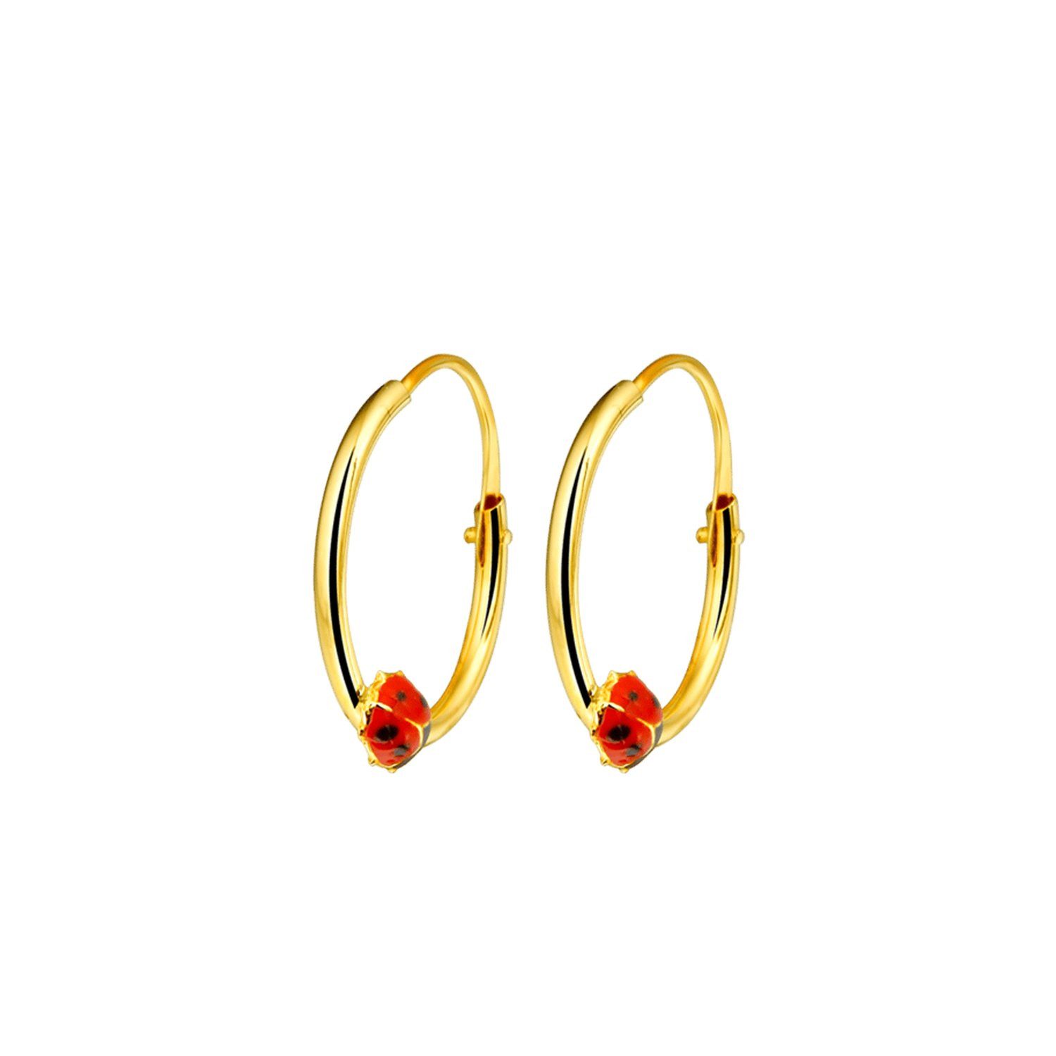 LUCARDI Paar Creolen Ohrring - 585 Gold - Gold - Emaille - Kinder