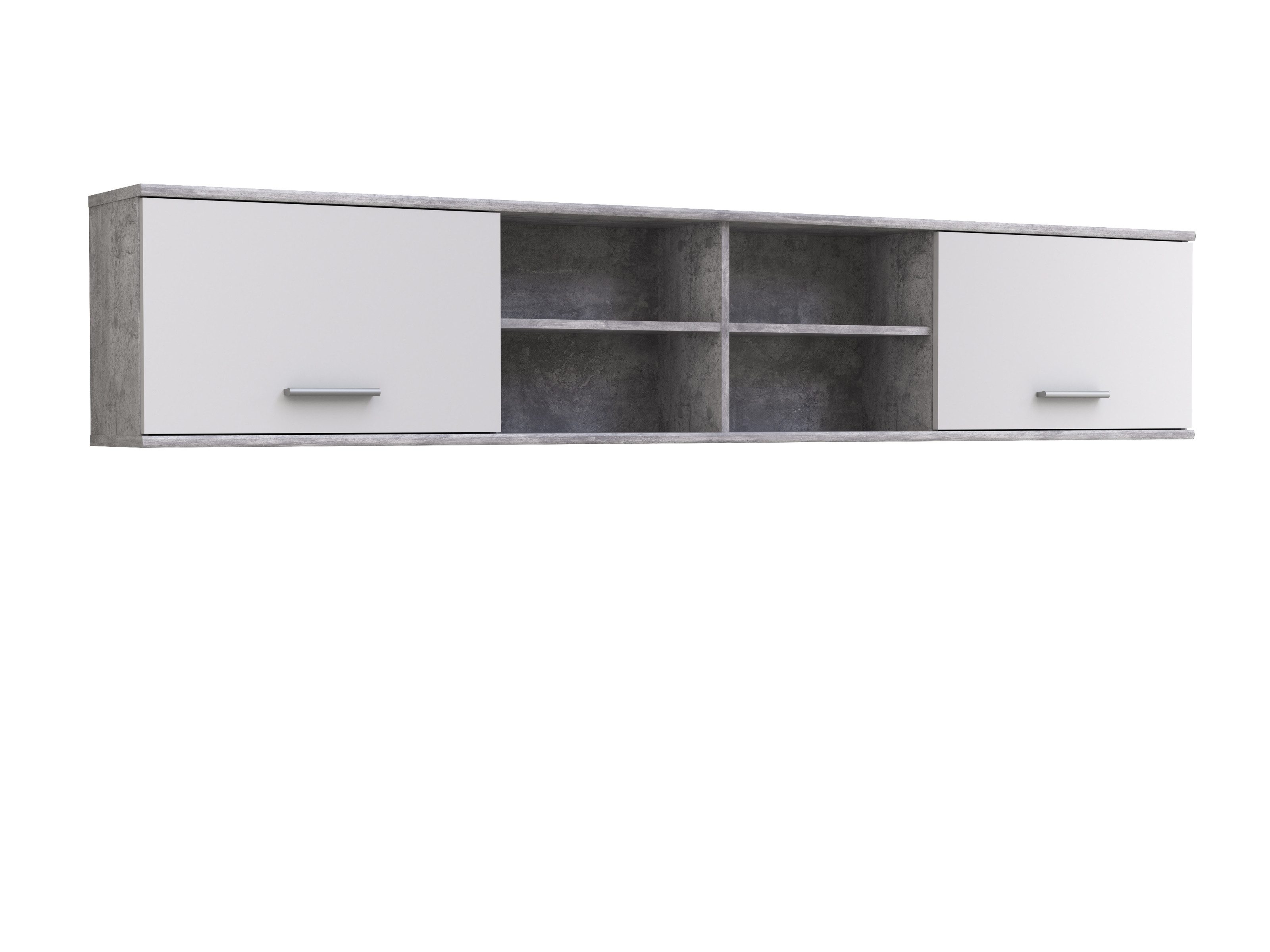 freiraum Wandregal LUPO, in Betonoptik Lichtgrau/ Weiß - 206,4x39,3x25,1cm (BxHxT)