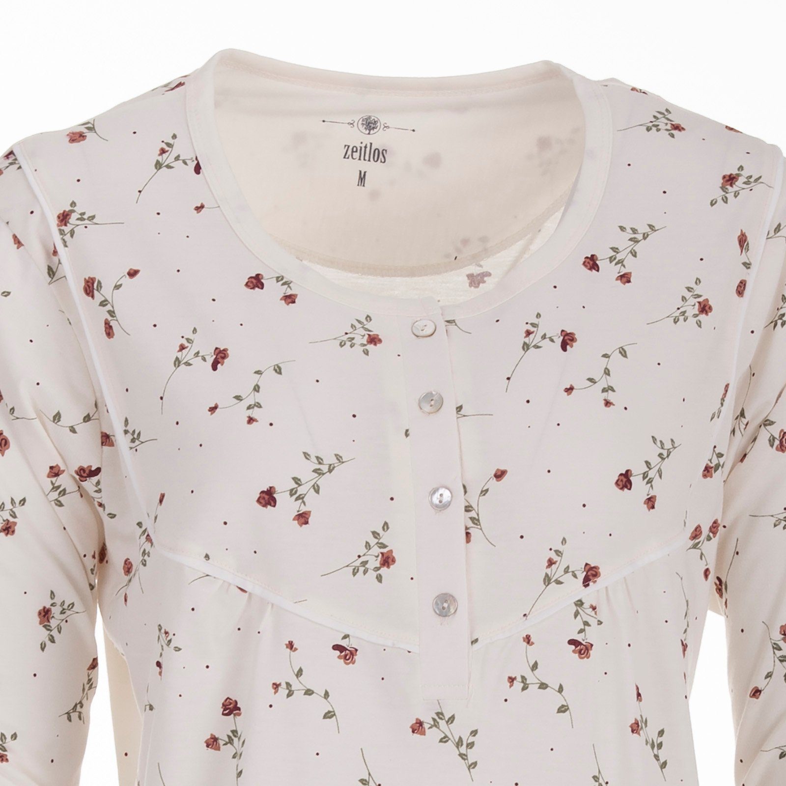 zeitlos Nachthemd zeitlos Nachthemd Damen Langarm Rose Schlafshirt Knöpfe