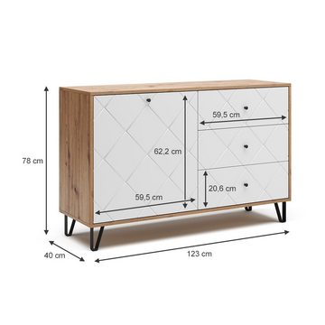 Vicco Sideboard Kommodenschrank Nizza Artisan/Weiß