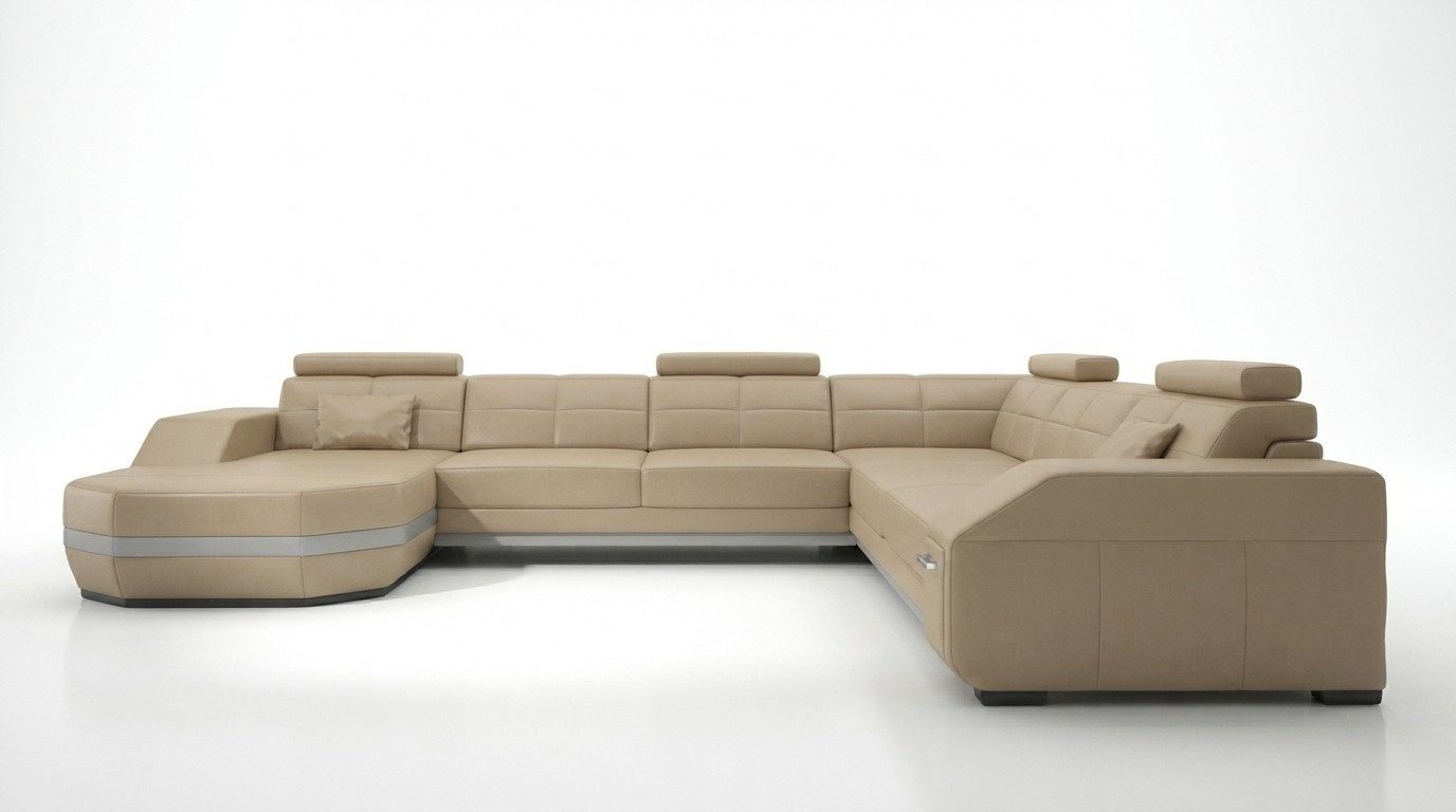 Xlmoebel Wohnlandschaft Elegantes U-Form Ledersofa in hochwertiger Optik, Ecksofa, Hergestellt in Europa