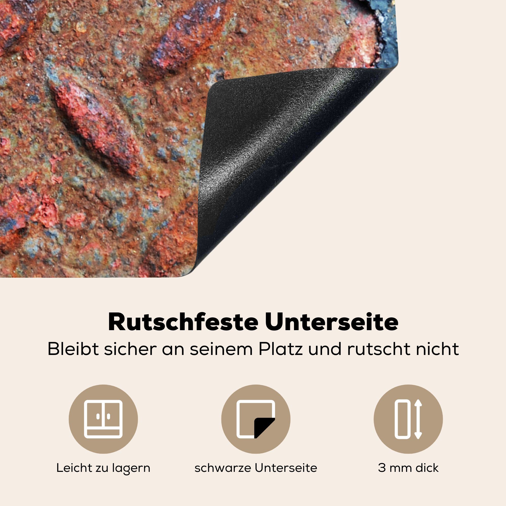 cm, Schutz - Rost (1 Induktionskochfeldschutz, Ceranfeldabdeckung Induktionskochfeld 81x52 Metall MuchoWow - Eisen für die Induktionsschutz Herdblende-/Abdeckplatte Vinyl, küche, - tlg), -