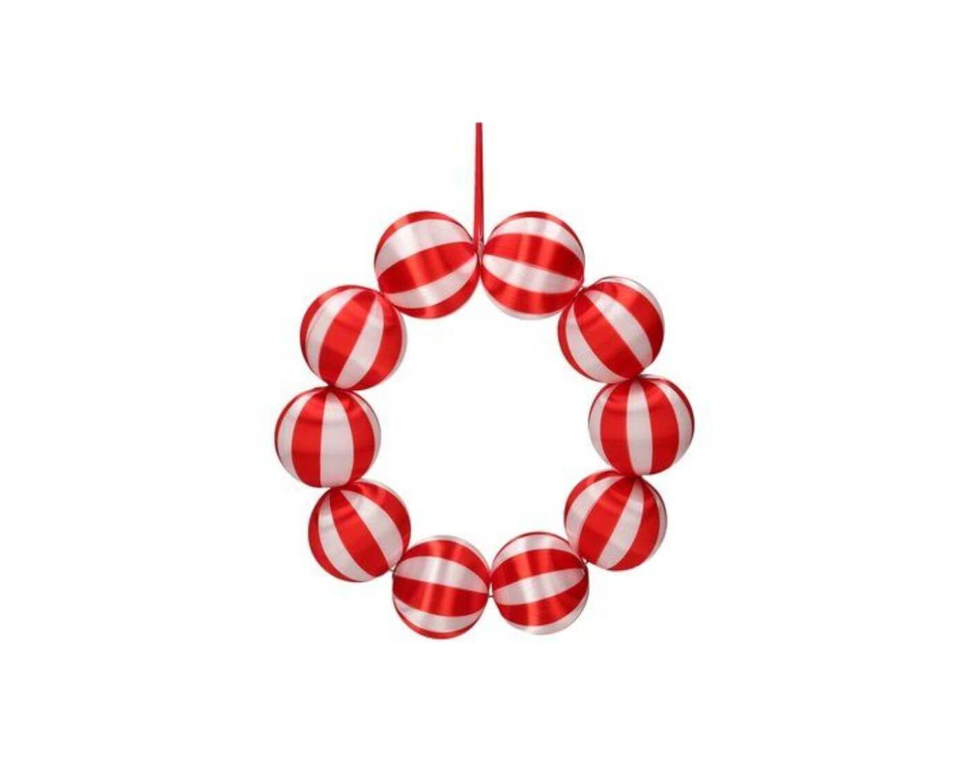 Giftcompany Dekokranz Chinois, Kugelkranz, gestreift, rot/weiß