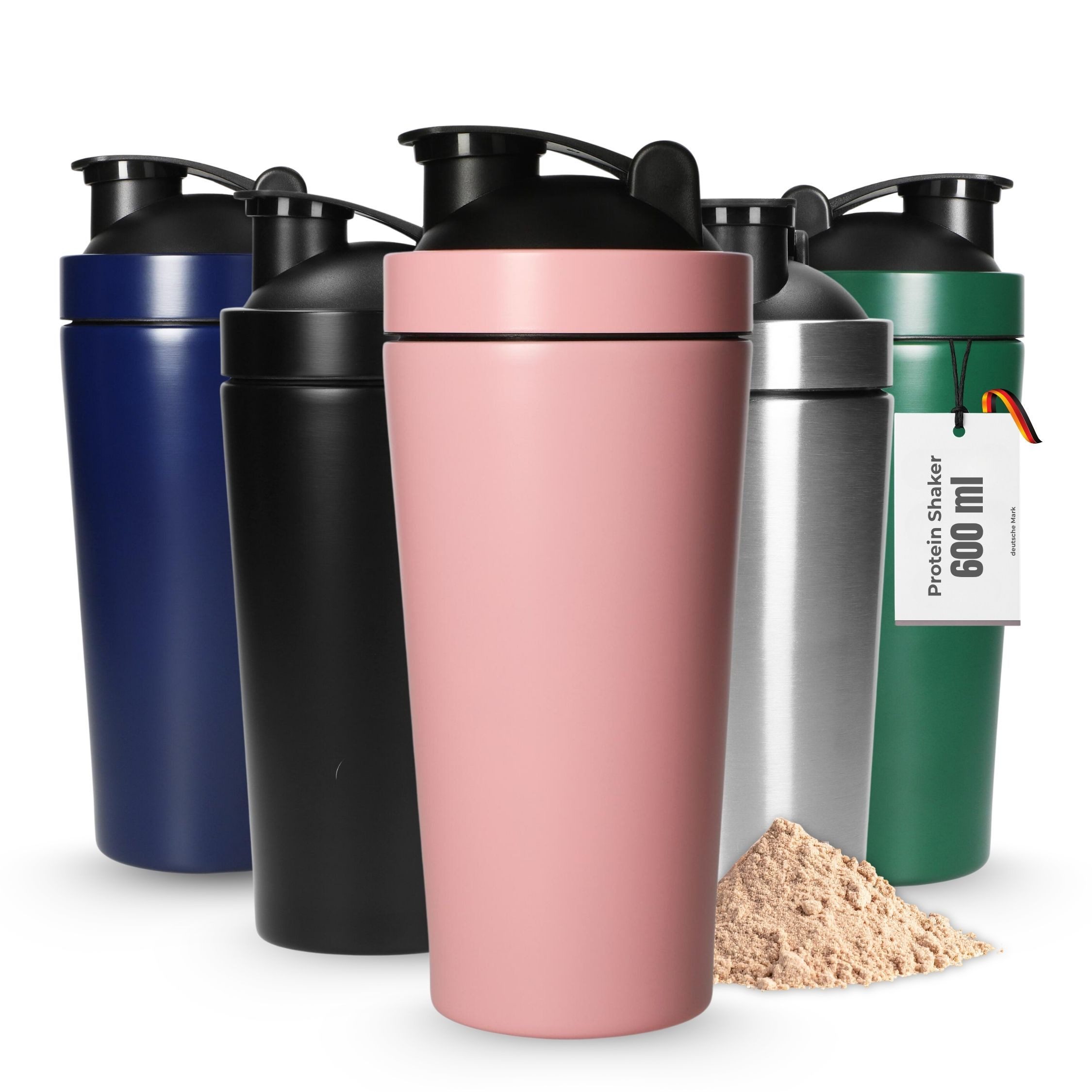elasto Protein Shaker Protein Shaker Edelstahl 600 ml - auslaufsicherer Shaker mit Sieb, auslaufsicher, doppelwandig, eiweiss shaker, Gym, bruchfest
