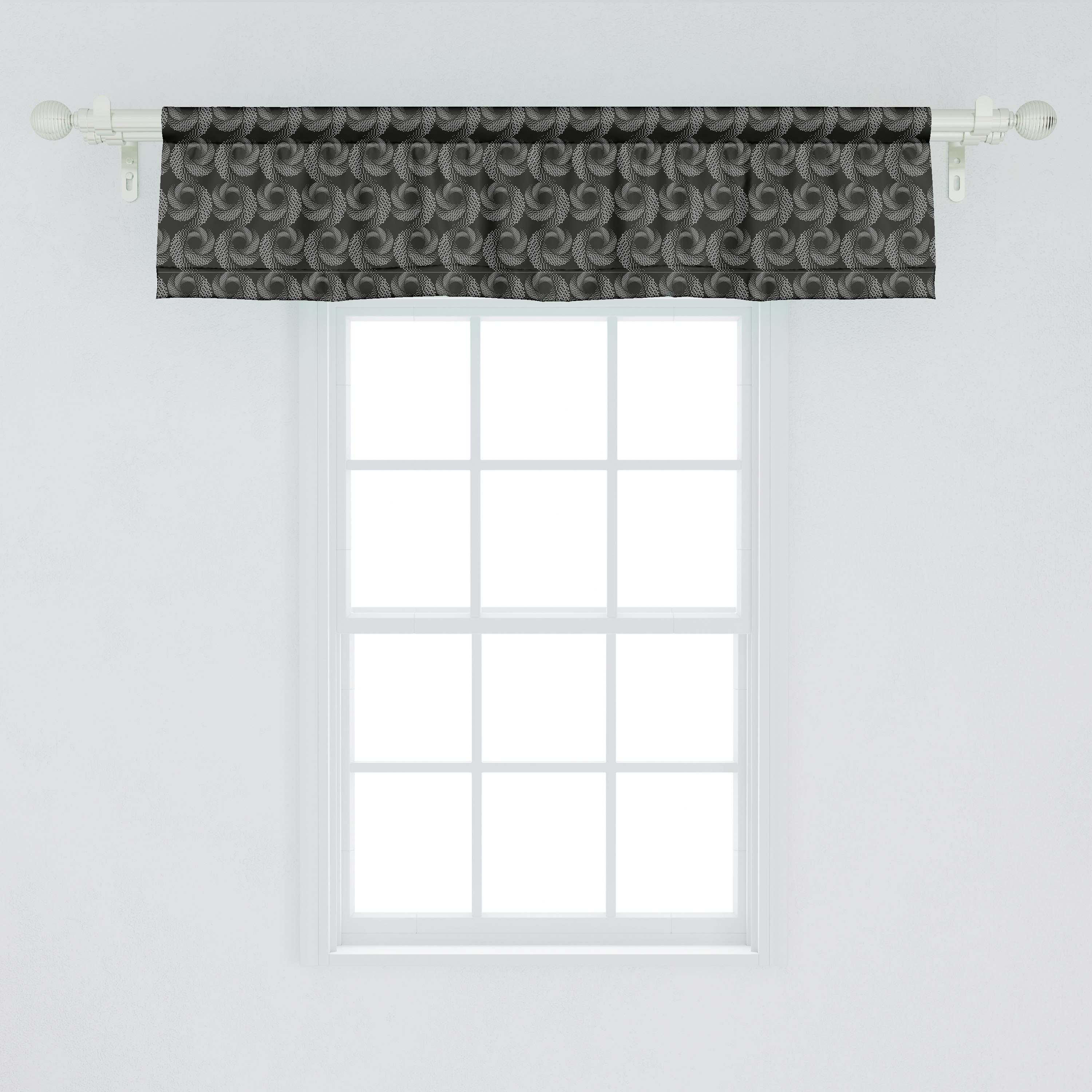 Scheibengardine Vorhang Microfaser, Kreise Spiral Abakuhaus, Volant für Kunst Abstrakt gepunktete Küche Stangentasche, mit Dekor Schlafzimmer