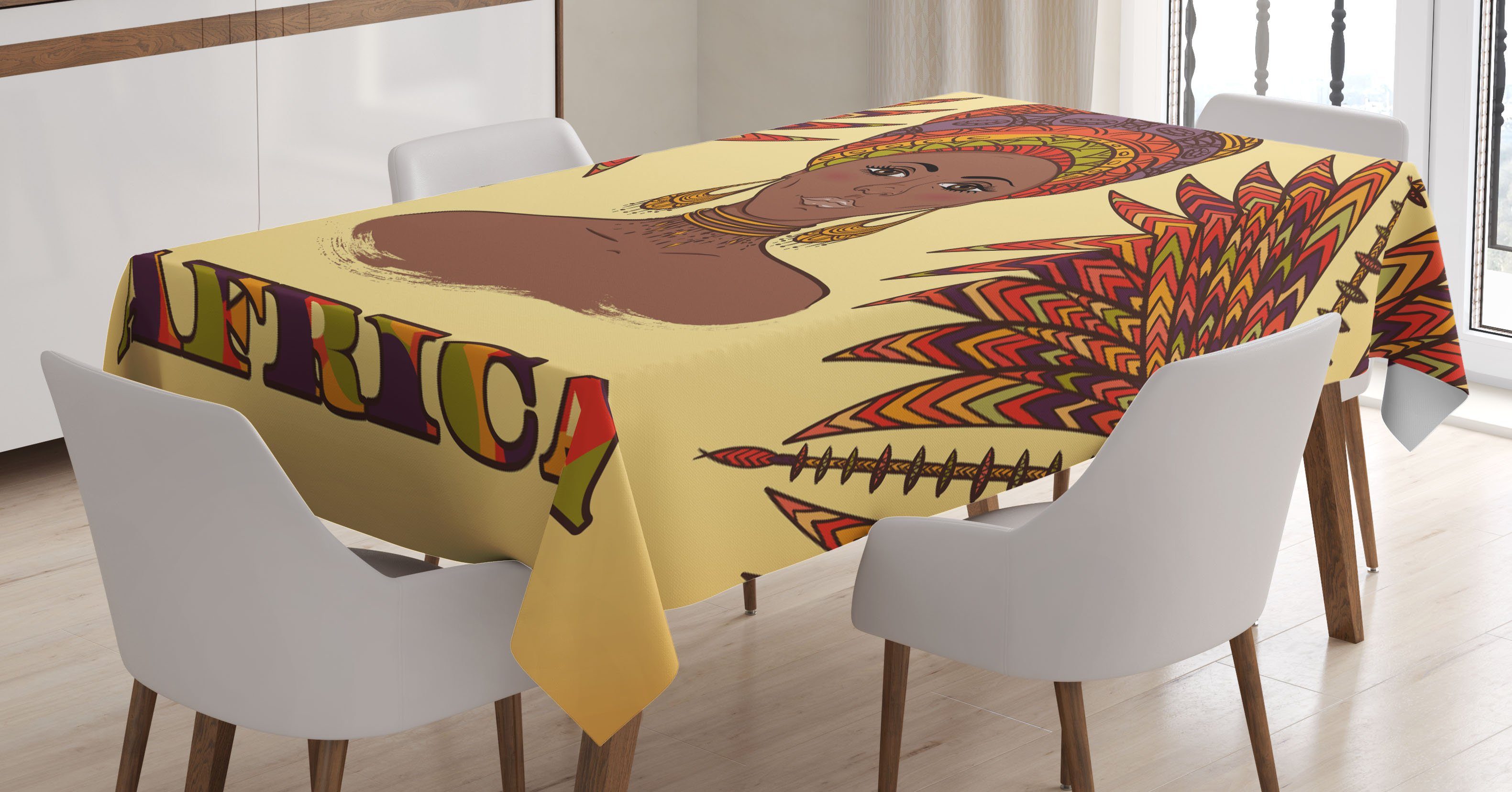 Abakuhaus Tischdecke Farbfest Waschbar Für den Außen Bereich geeignet Klare Farben, Afrika Turbane Palms Kultur