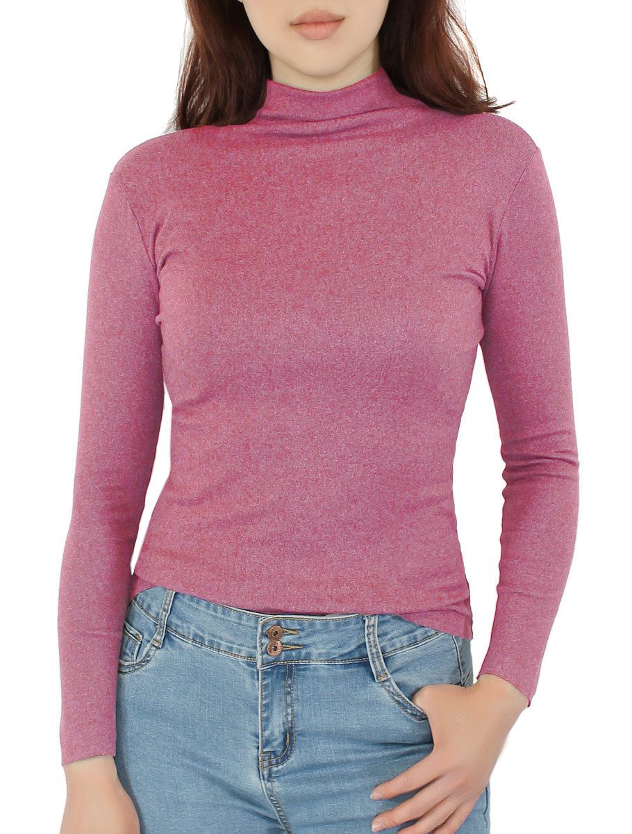 dy_mode Rollkragenshirt Damen Langarmshirt mit kurzem günstig online kaufen