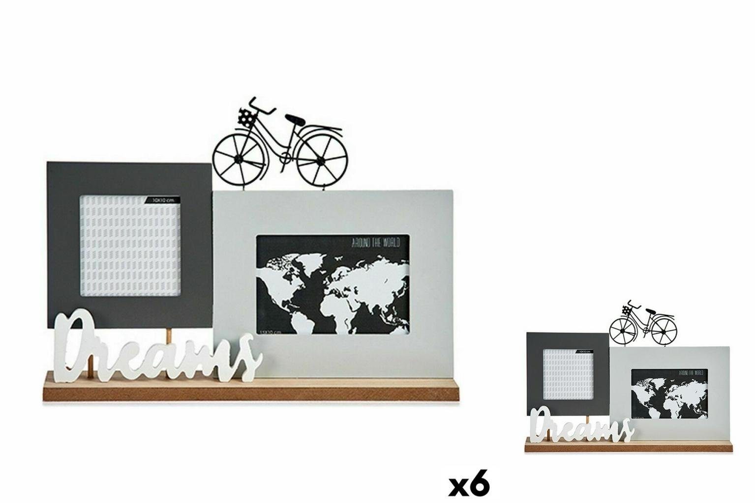 Gift Decor Bilderrahmen Fotorahmen Dreams Fahrrad Weiß Schwarz Grau Holz 6 x 27 x 37,5 cm 6 St