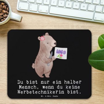 Mr. & Mrs. Panda Mauspad Werbetechnikerin Herz - Schwarz - Geschenk, Einzigartiges Mauspad, Ar (1-St), rutschfest