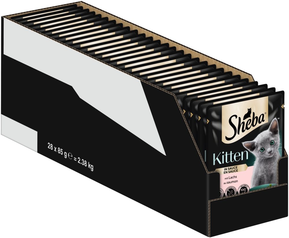 Sheba SHEBA® Portionsbeutel Kitten mit Lachs in Sauce 28 x 85g, Nassfutter für: Katze