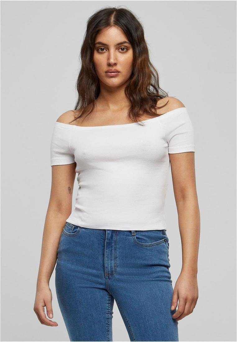 URBAN CLASSICS Rundhalsshirt Damen Off Shoulder Rib Tee schulterfreies T-Sh günstig online kaufen