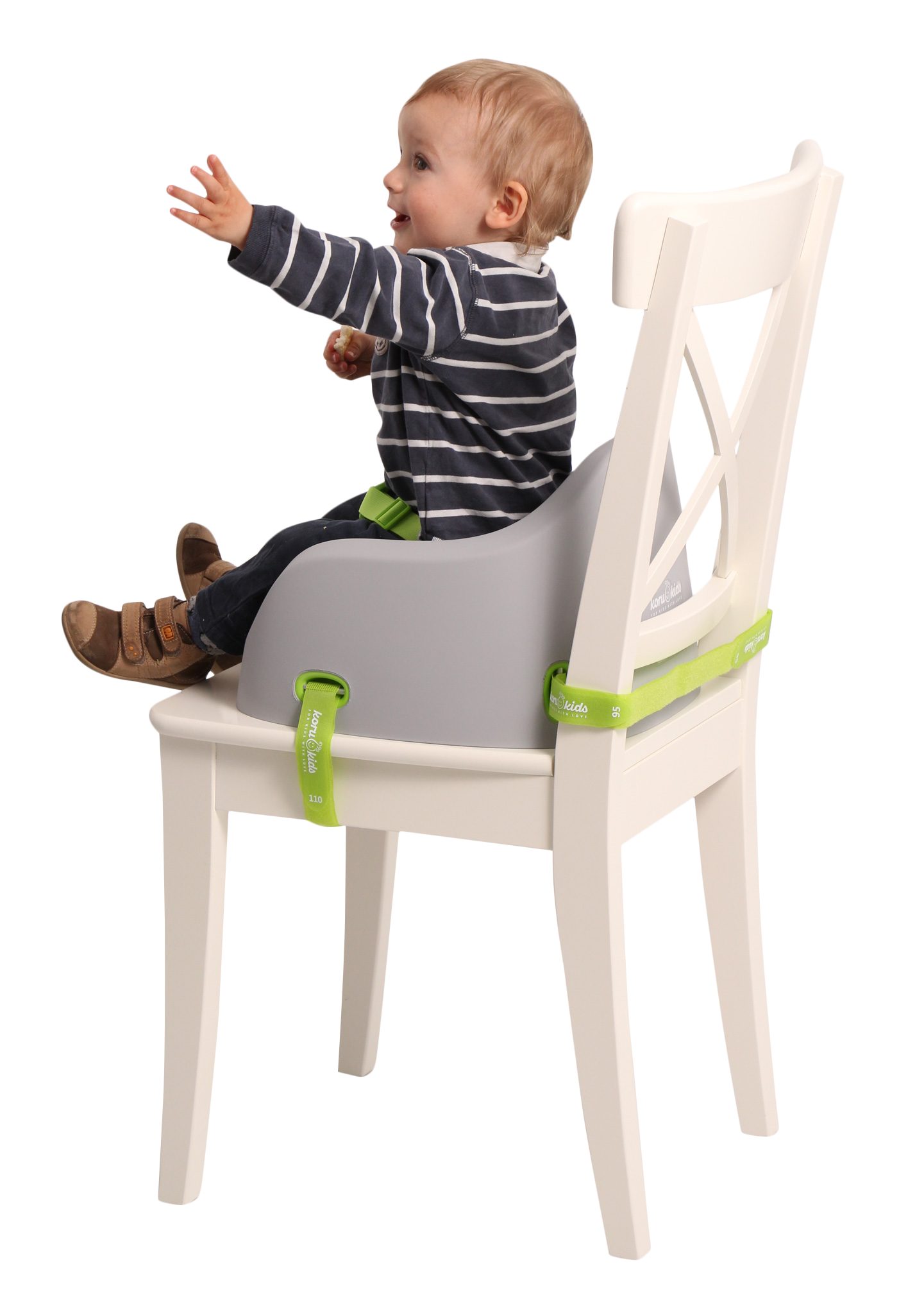 am Stuhl bis: Grey reinigen, leicht fixieren, Toddler Kindersitzerhöhung robust 40,00 zu Booster, Jahre stapelbar, Koru Leicht plus, 12 zu 7 bis: Kids ab: Monate, kg,