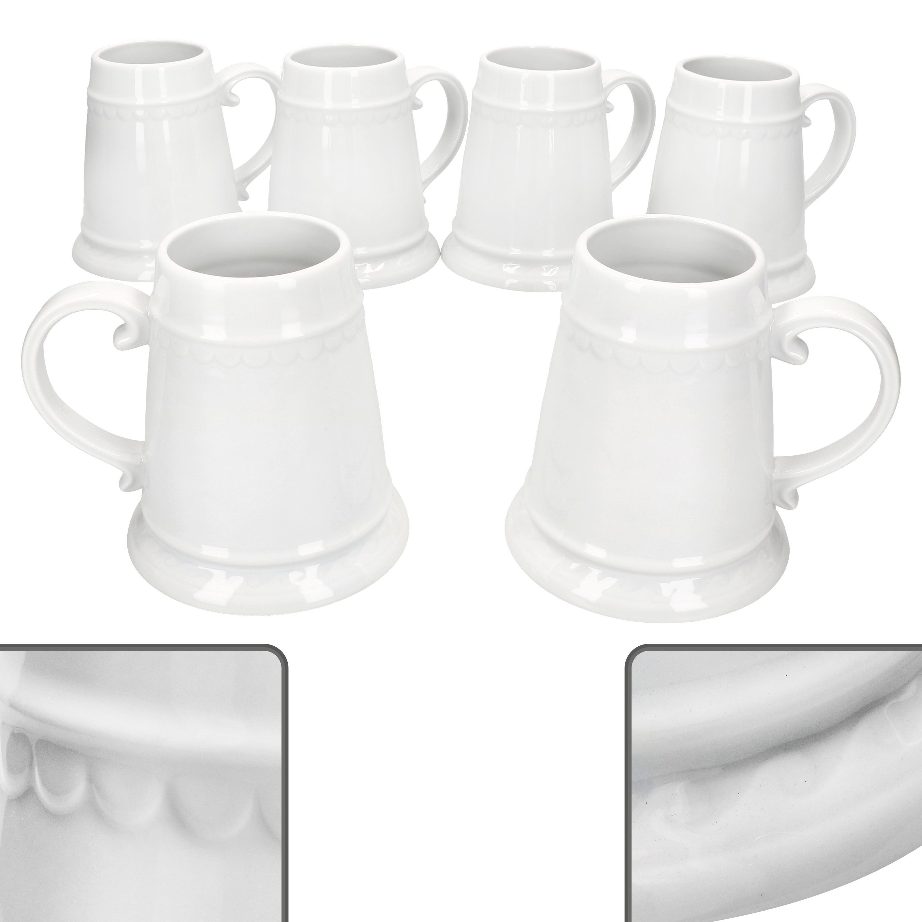 MamboCat Bierglas 6er Set Residenz-Krug mit Henkel 0,5L 6 Personen weiß Bierkrug